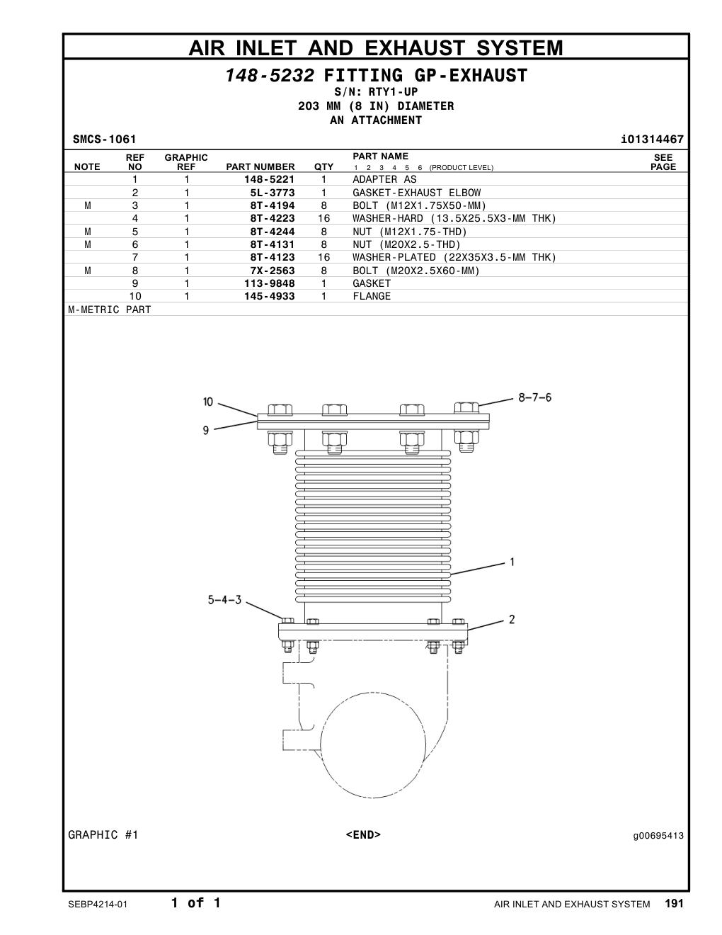 145-4933 FLANGE · S/N RTY1-UP CAT parts manual diagram