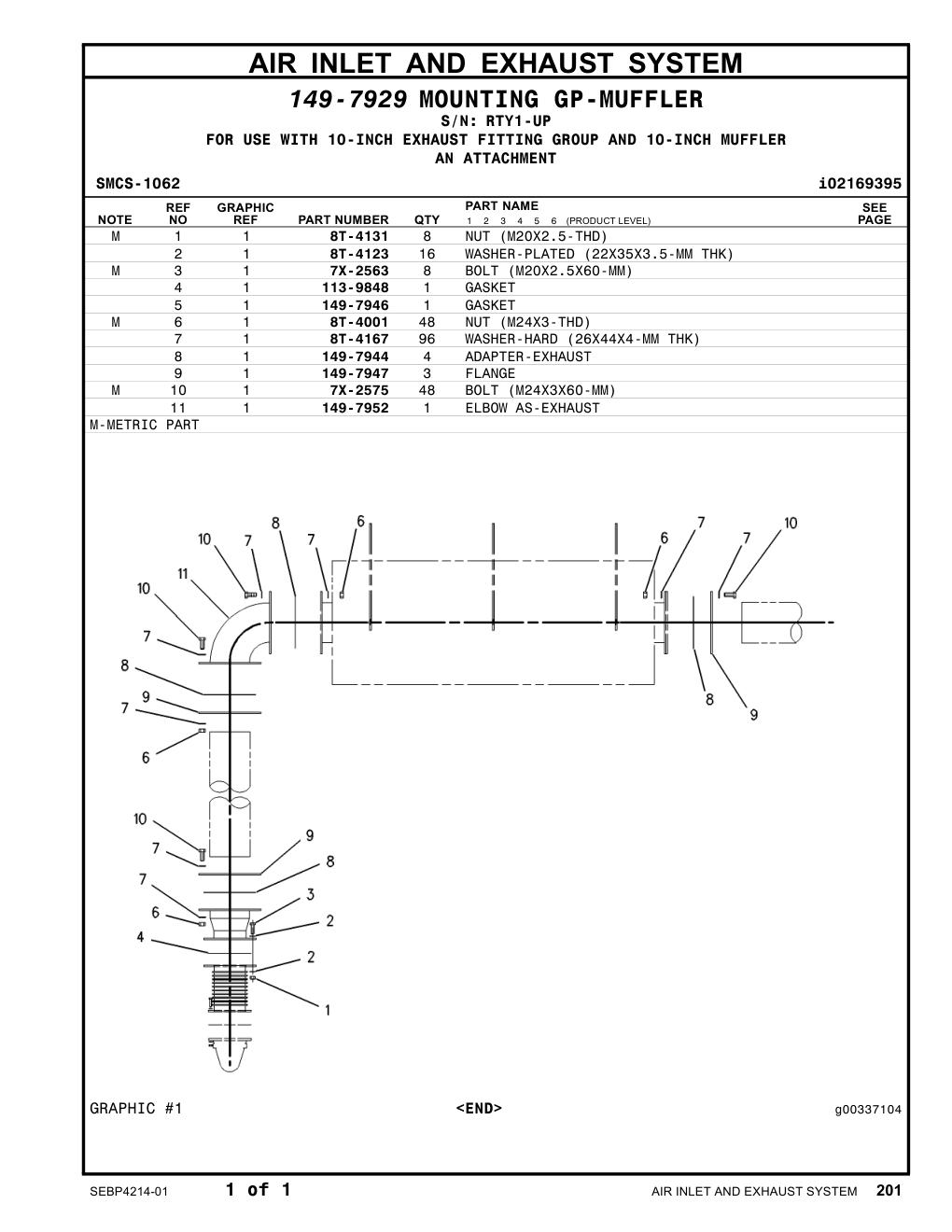 149-7947 FLANGE · S/N RTY1-UP CAT parts manual diagram