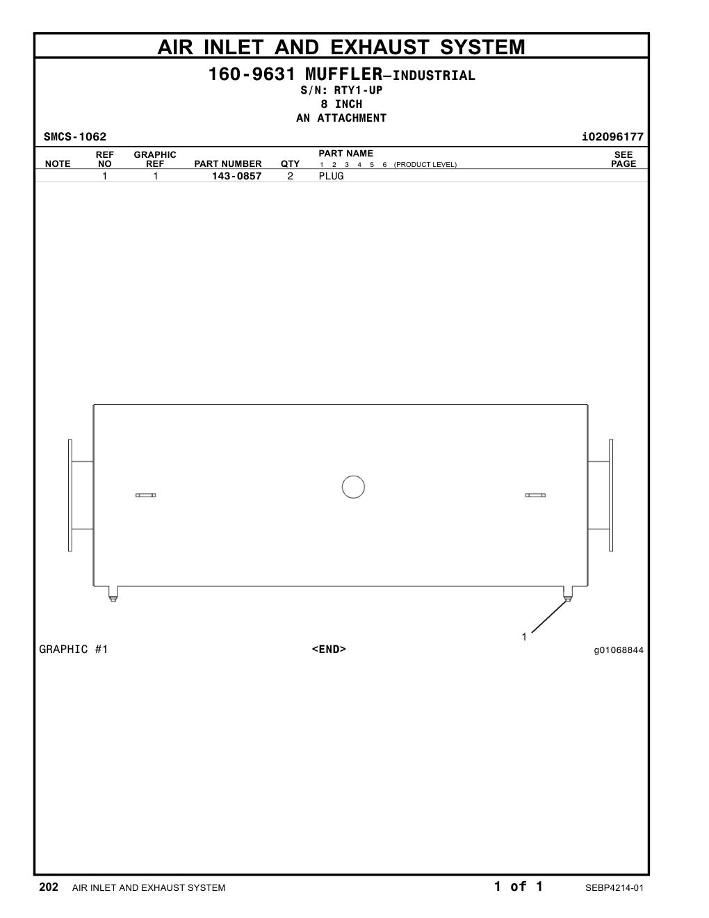 143-0857 PLUG · S/N RTY1-UP CAT parts manual diagram