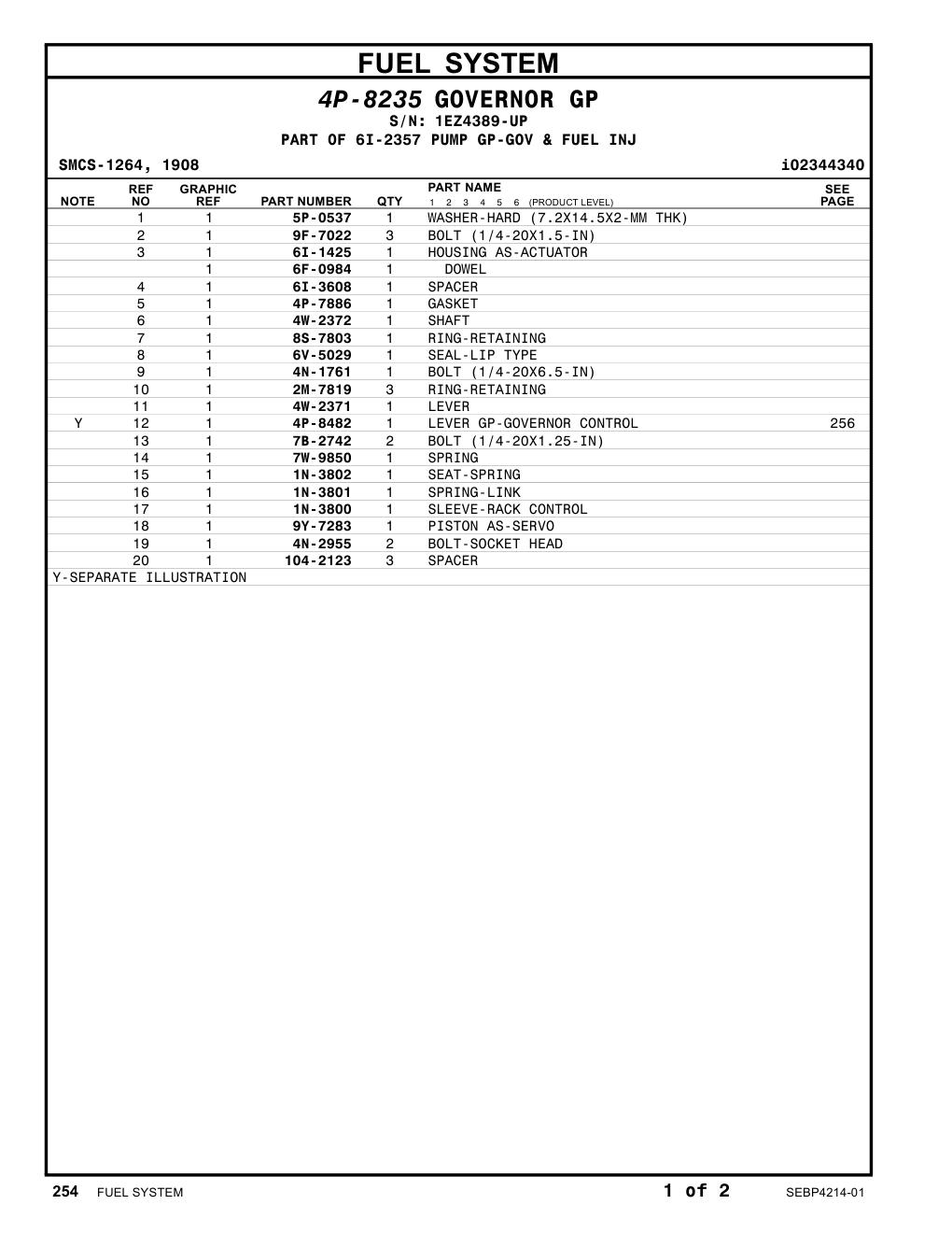 6F-0984 DOWEL · S/N 1EZ4389-UP CAT parts manual diagram