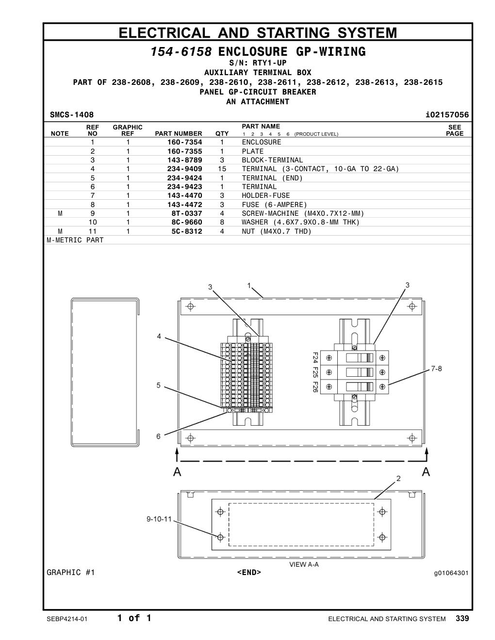 234-9423 TERMINAL · S/N RTY1-UP CAT parts manual diagram