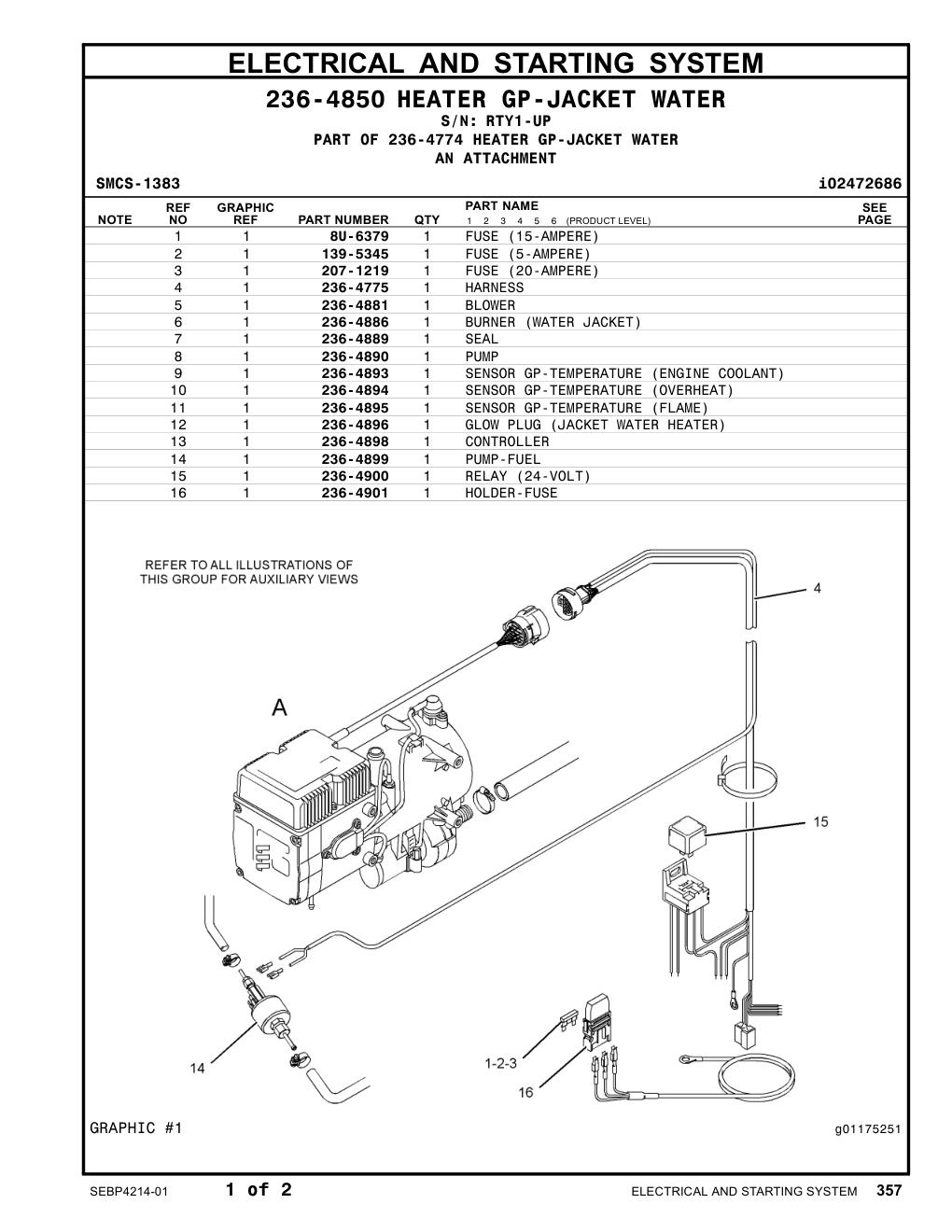 236-4889 SEAL · S/N RTY1-UP CAT parts manual diagram