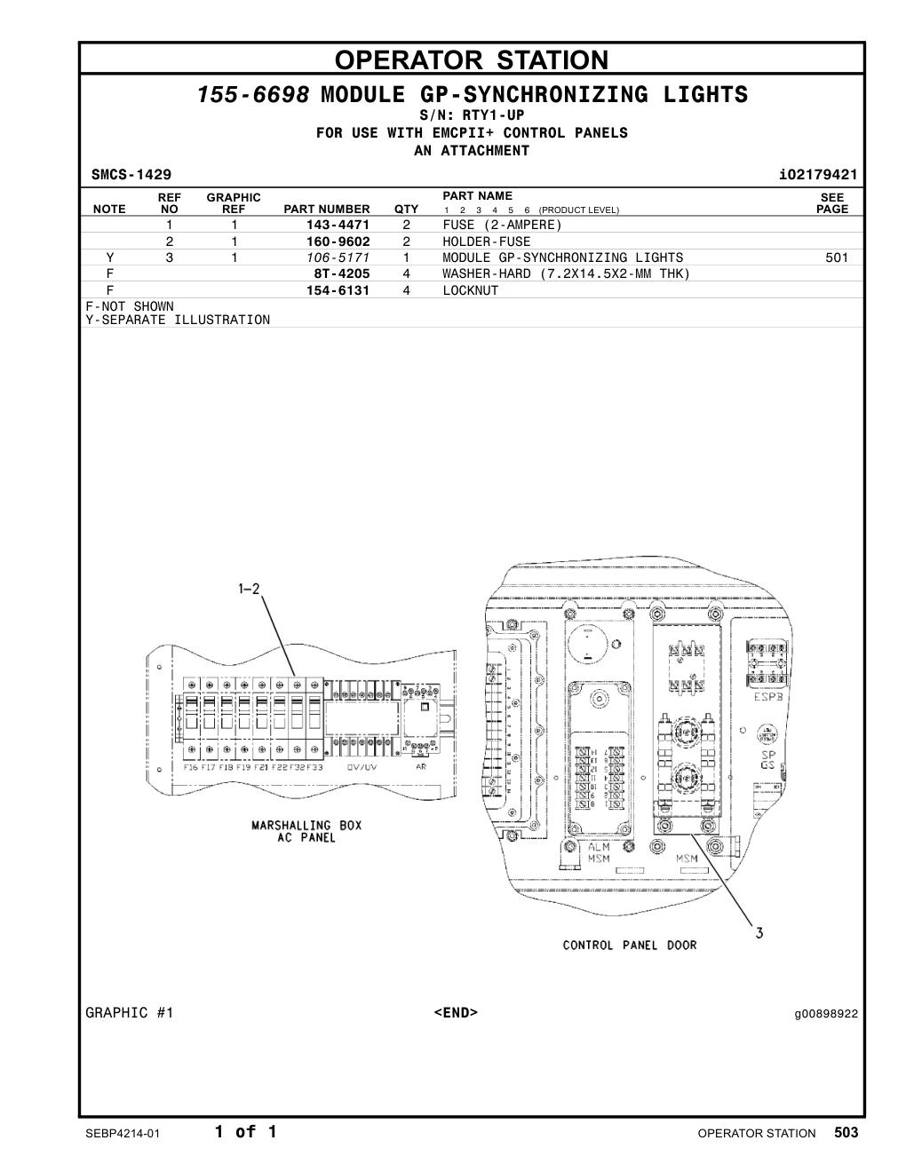 106-5171 MODULE GP-SYNCHRONIZING LIGHTS · S/N RTY1-UP CAT parts manual diagram