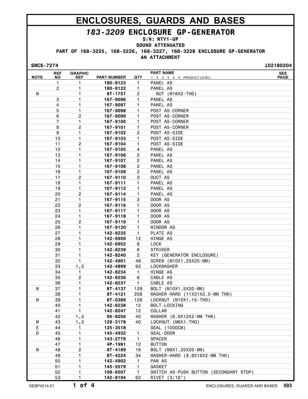 167-9110 DUCT AS · S/N RTY1-UP CAT parts manual diagram