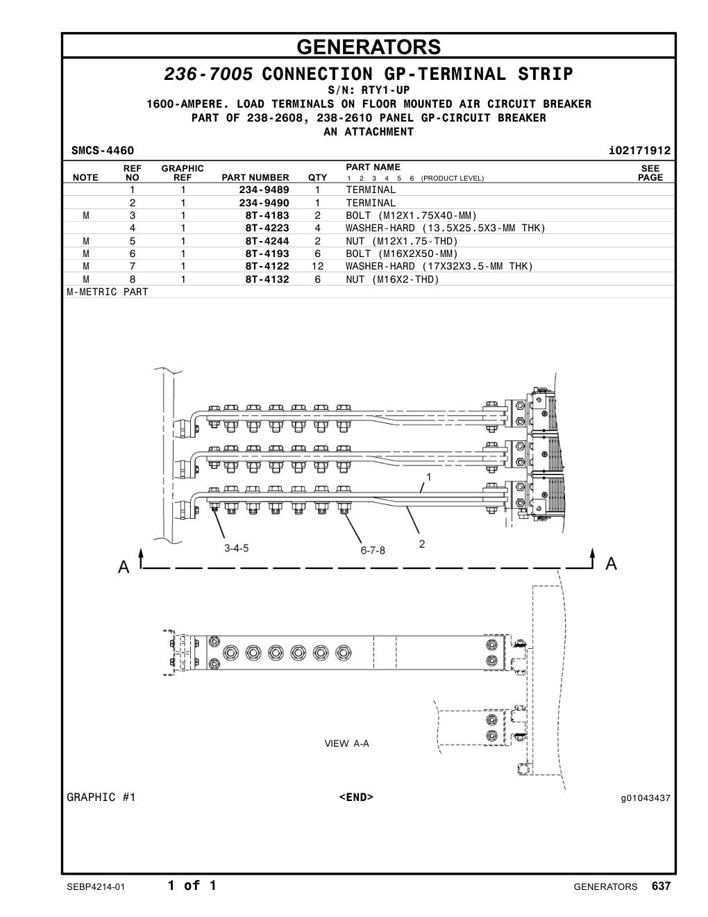 234-9490 TERMINAL · S/N RTY1-UP CAT parts manual diagram
