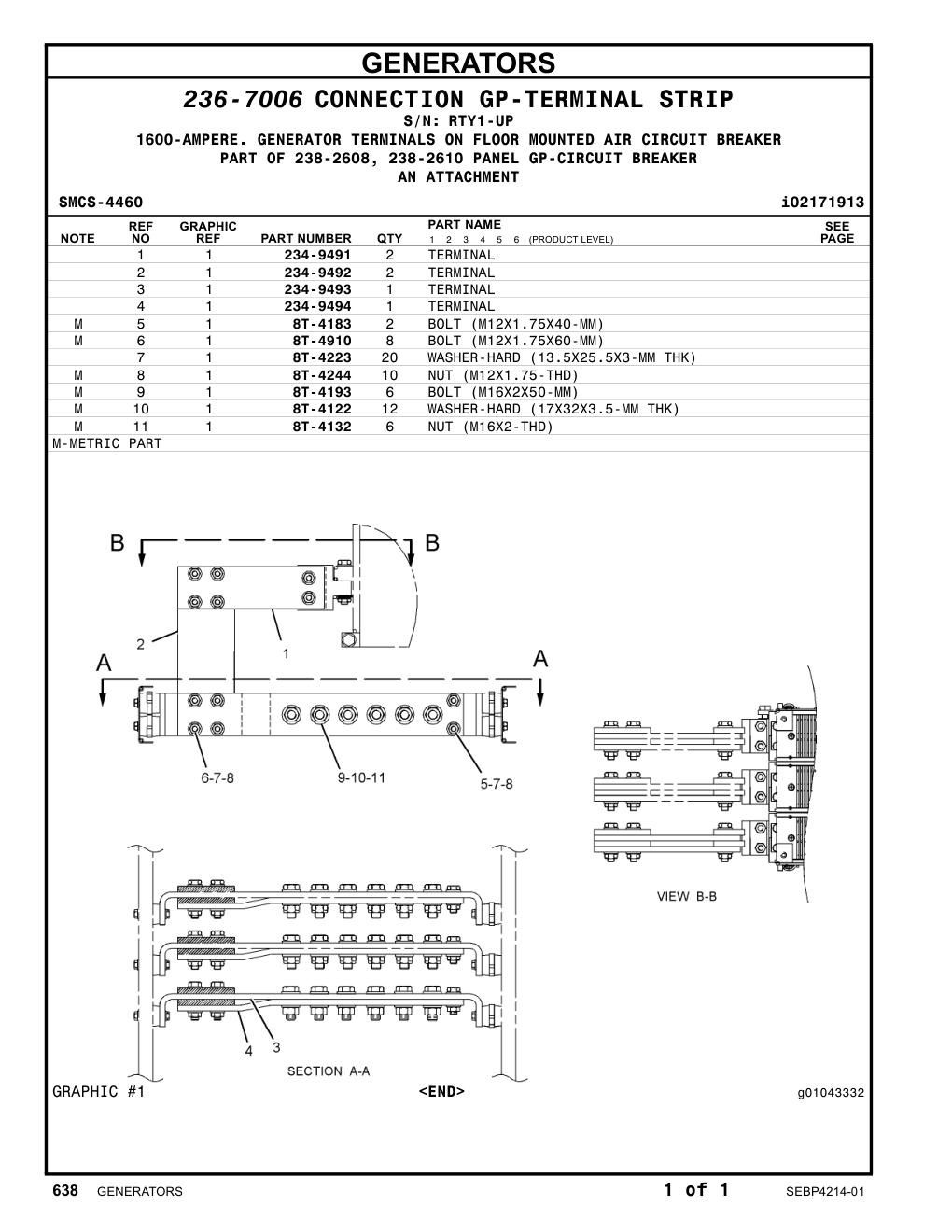 234-9493 TERMINAL · S/N RTY1-UP CAT parts manual diagram