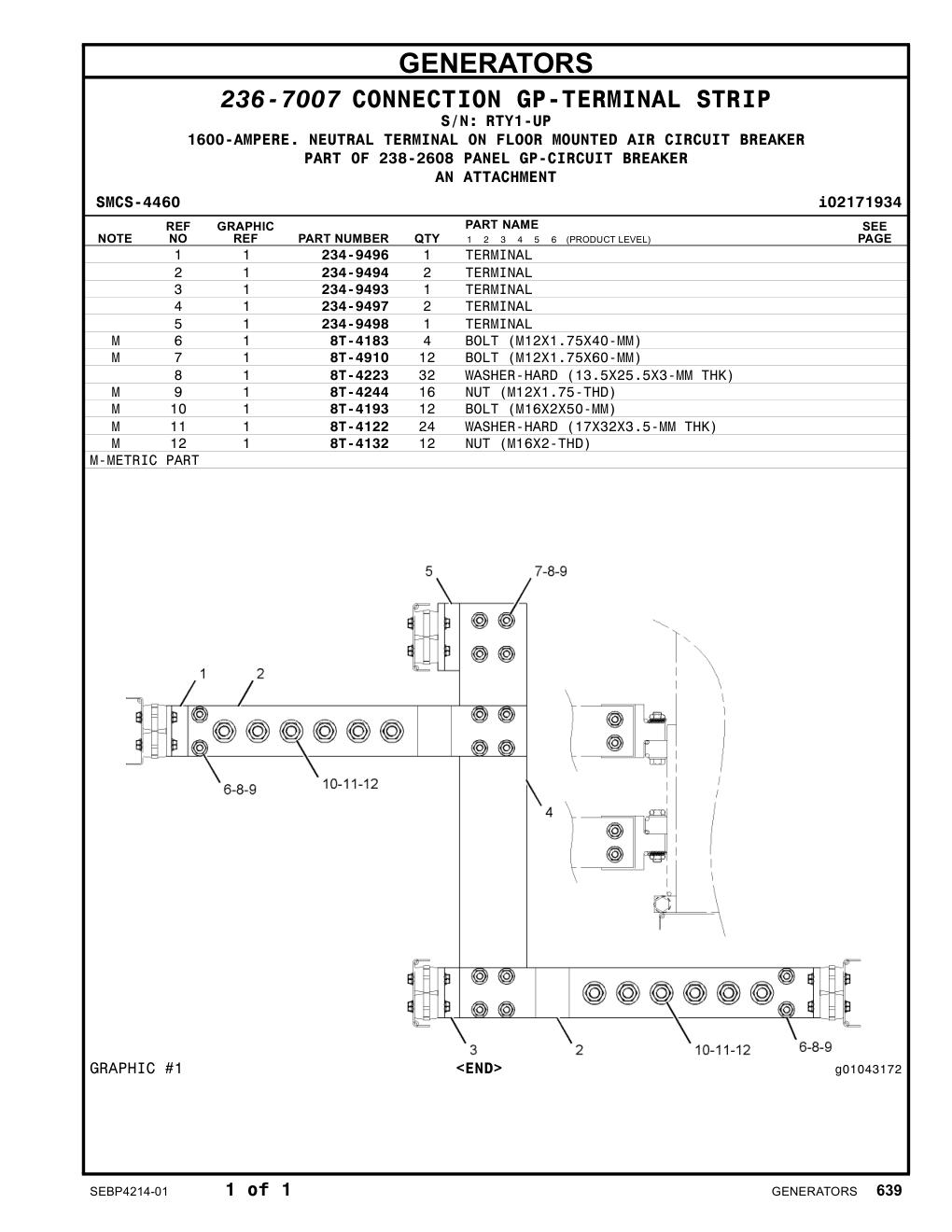 234-9497 TERMINAL · S/N RTY1-UP CAT parts manual diagram