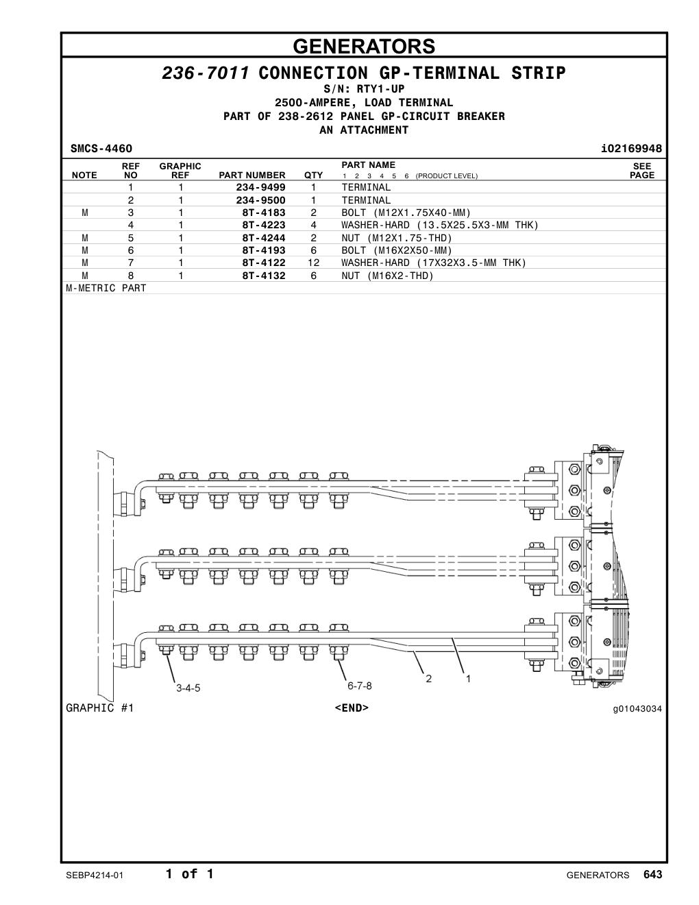 234-9500 TERMINAL · S/N RTY1-UP CAT parts manual diagram