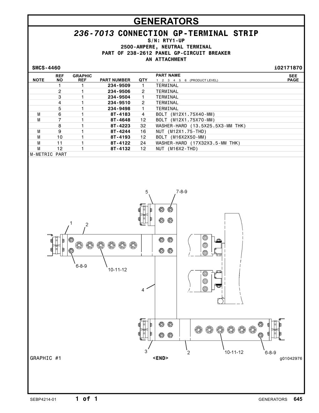 234-9509 TERMINAL · S/N RTY1-UP CAT parts manual diagram