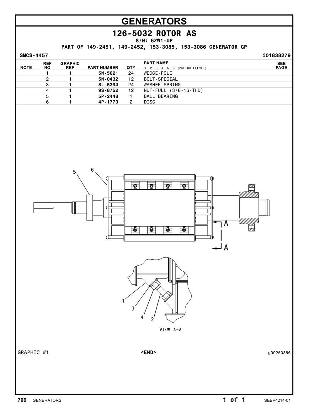 8L-5394 WASHER-SPRING · S/N 6ZW1-UP CAT parts manual diagram