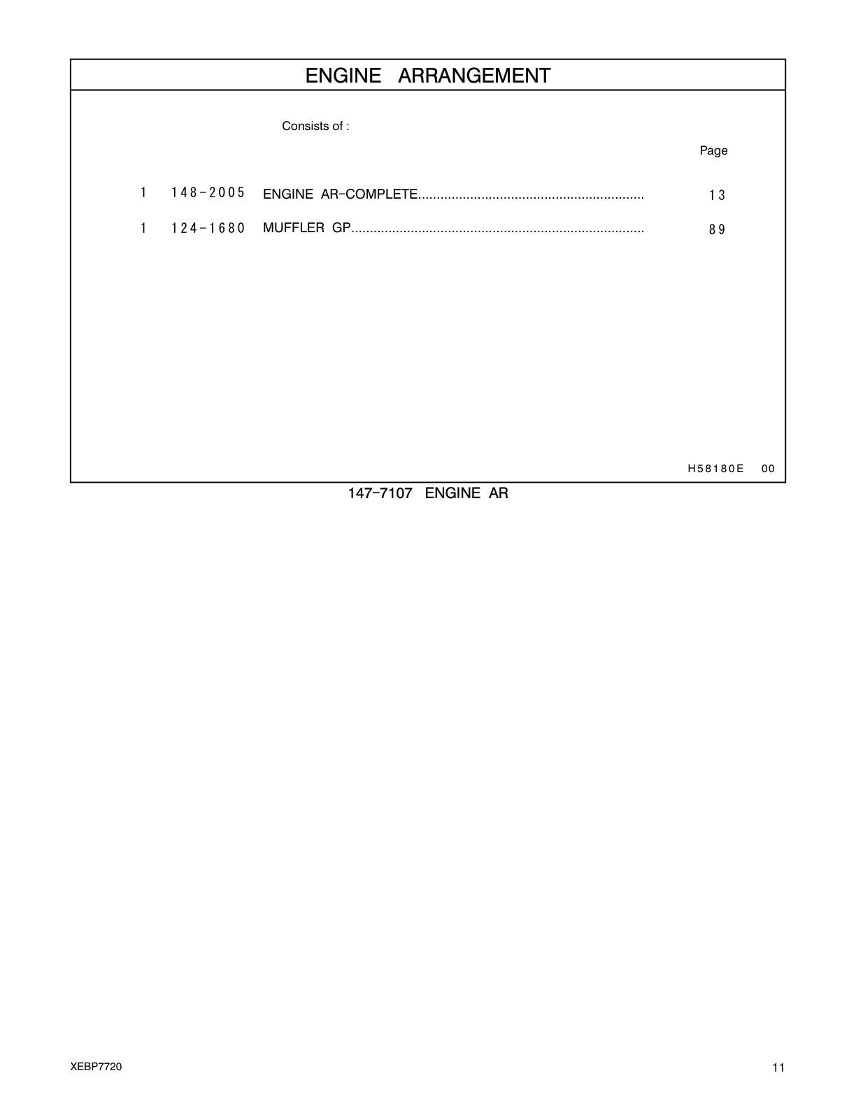 148-2005 ENGINE AR-COMPLETE CAT parts manual diagram