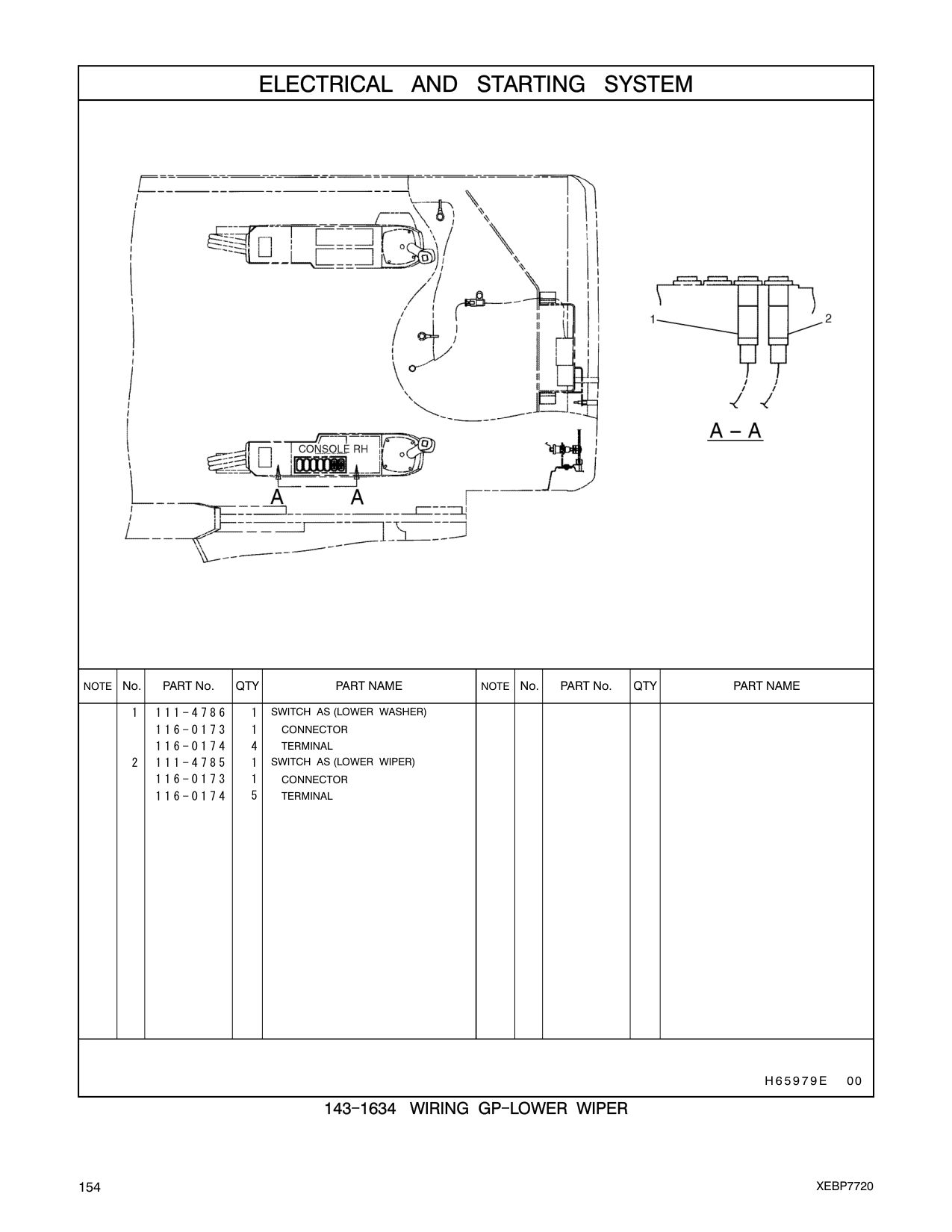 111-4785 SWITCH AS (LOWER WIPER) CAT parts manual diagram