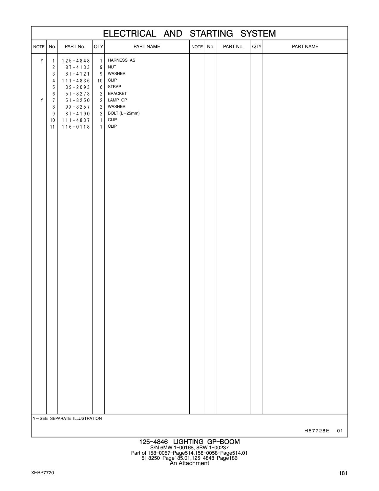 5I-8250 LAMP GP CAT parts manual diagram