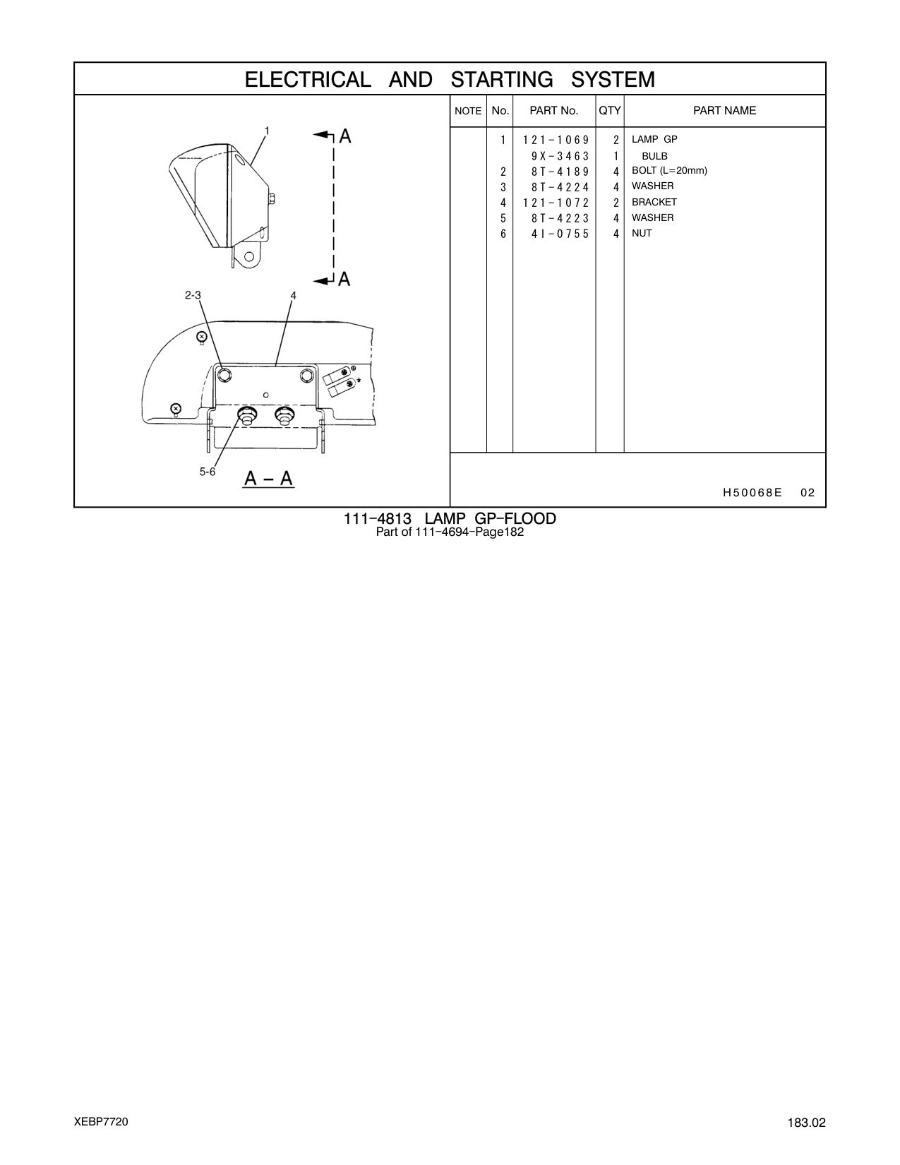 121-1069 LAMP GP CAT parts manual diagram