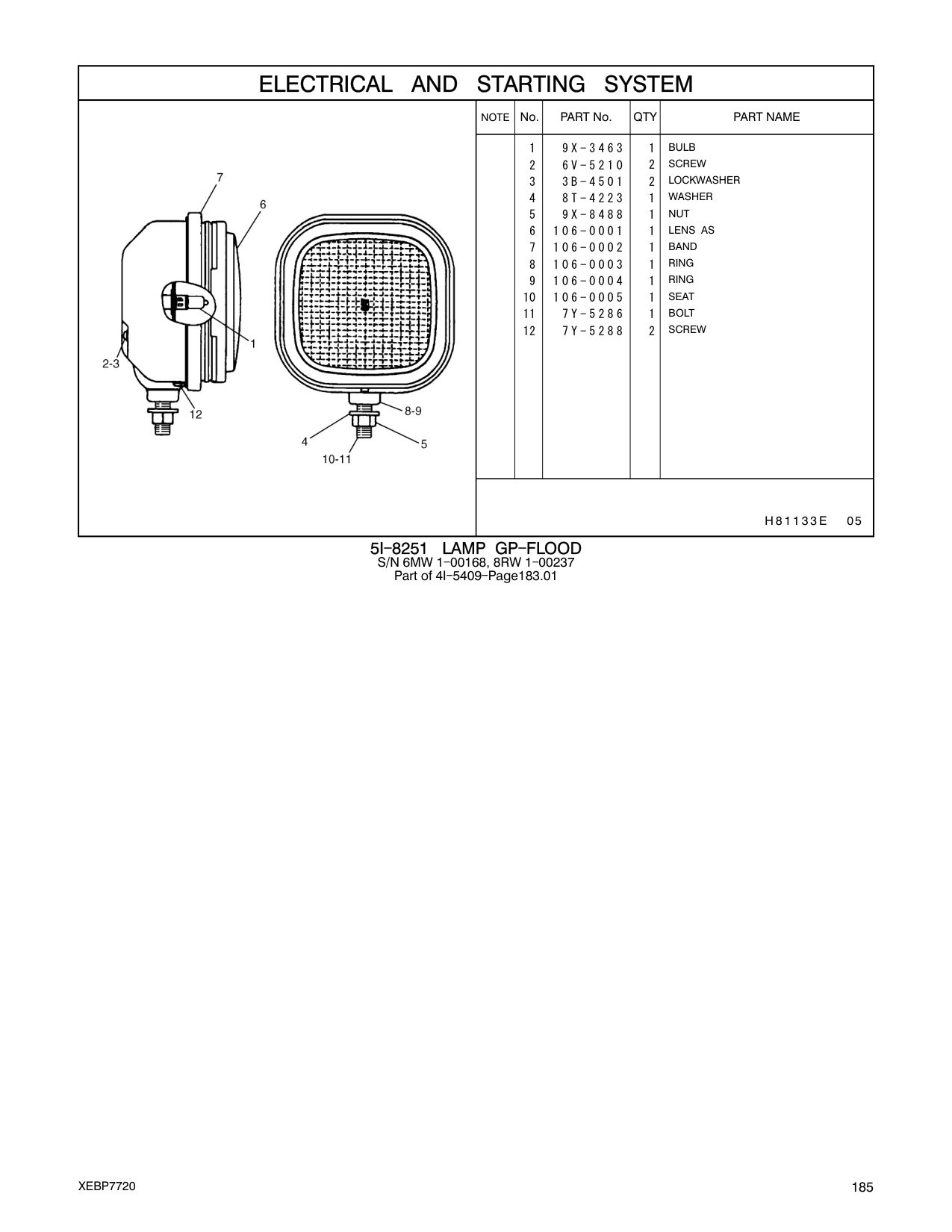 9X-8488 NUT CAT parts manual diagram