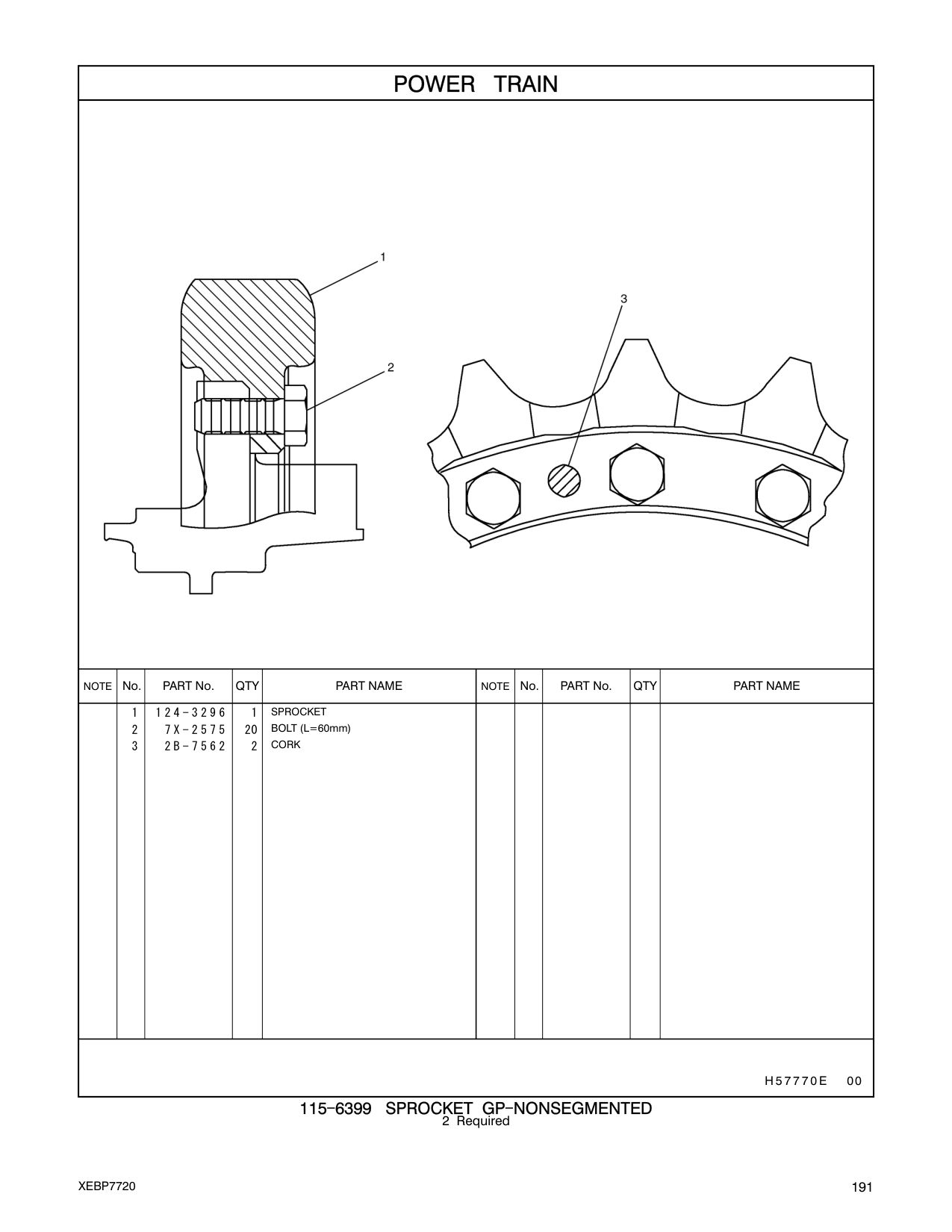 124-3296 SPROCKET CAT parts manual diagram