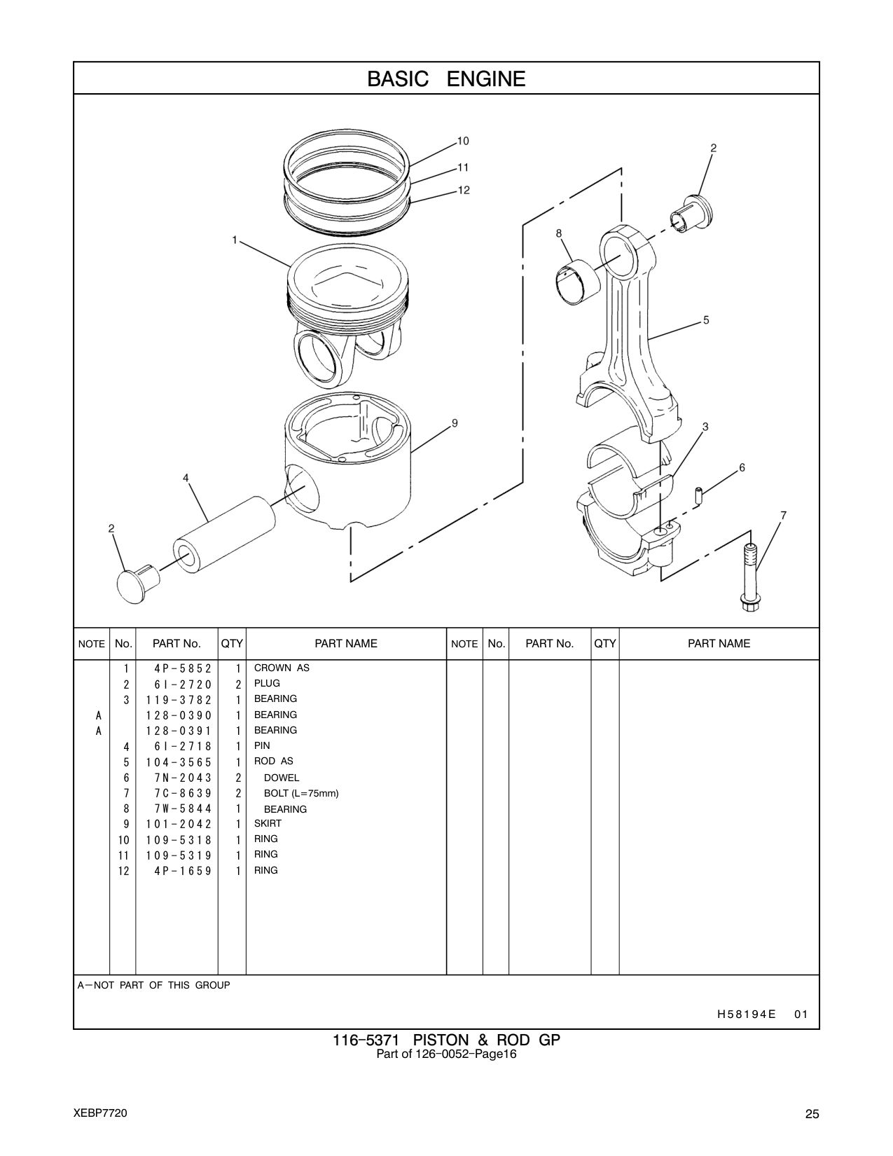 4P-5852 CROWN AS CAT parts manual diagram
