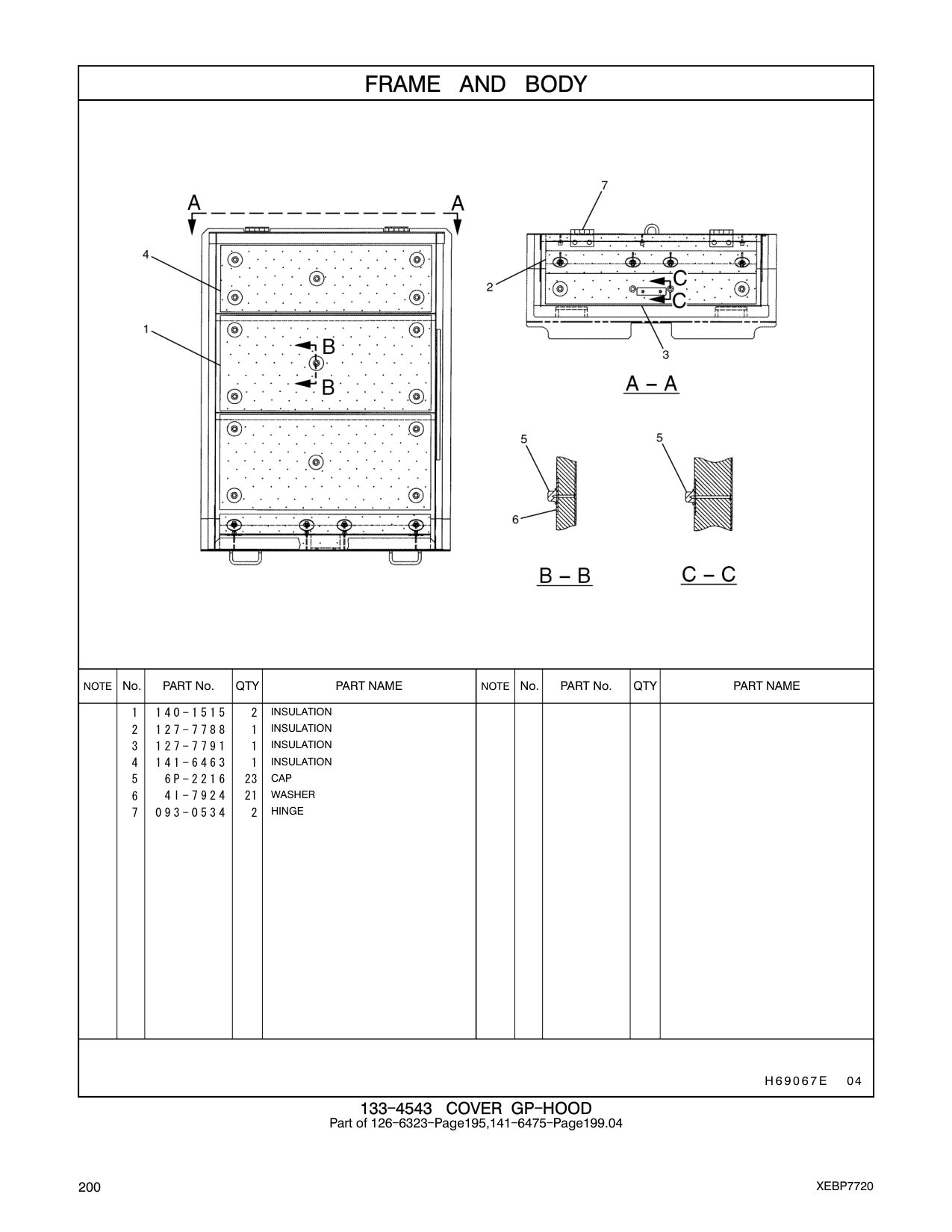 093-0534 HINGE CAT parts manual diagram