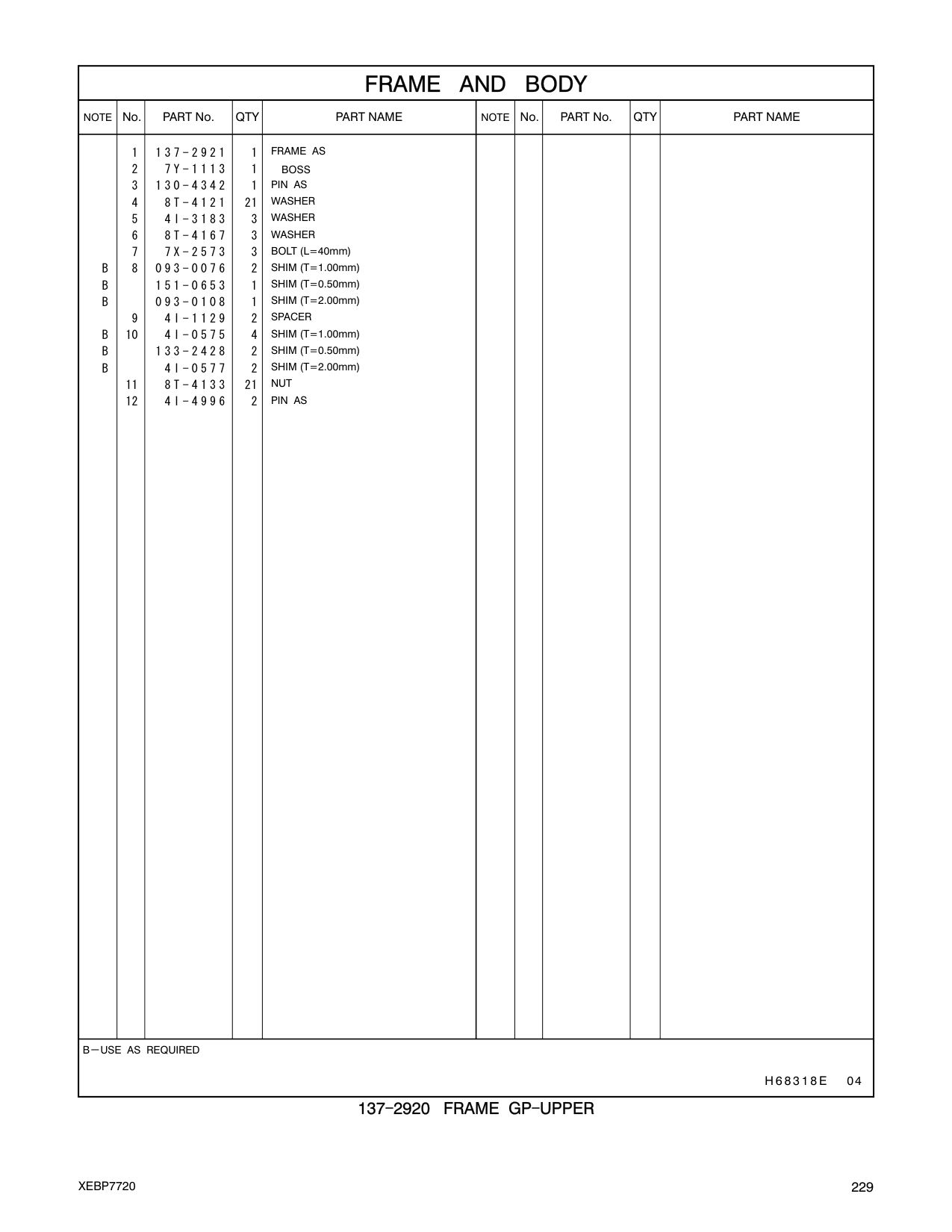137-2921 FRAME AS CAT parts manual diagram