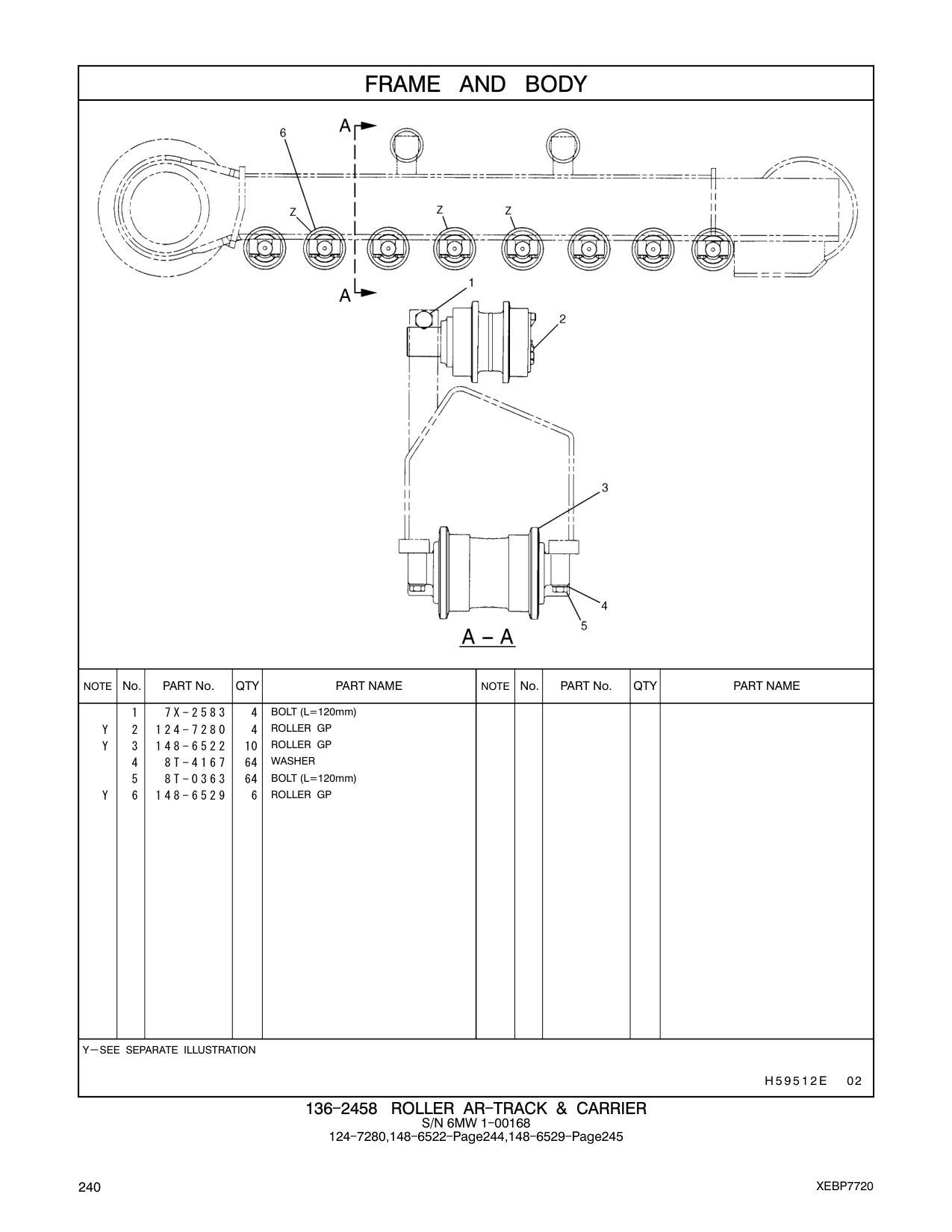 124-7280 ROLLER GP CAT parts manual diagram