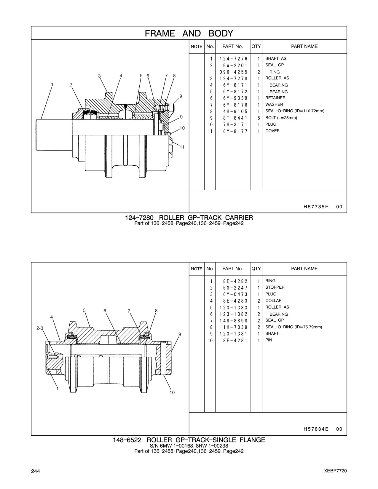 124-7278 ROLLER AS CAT parts manual diagram