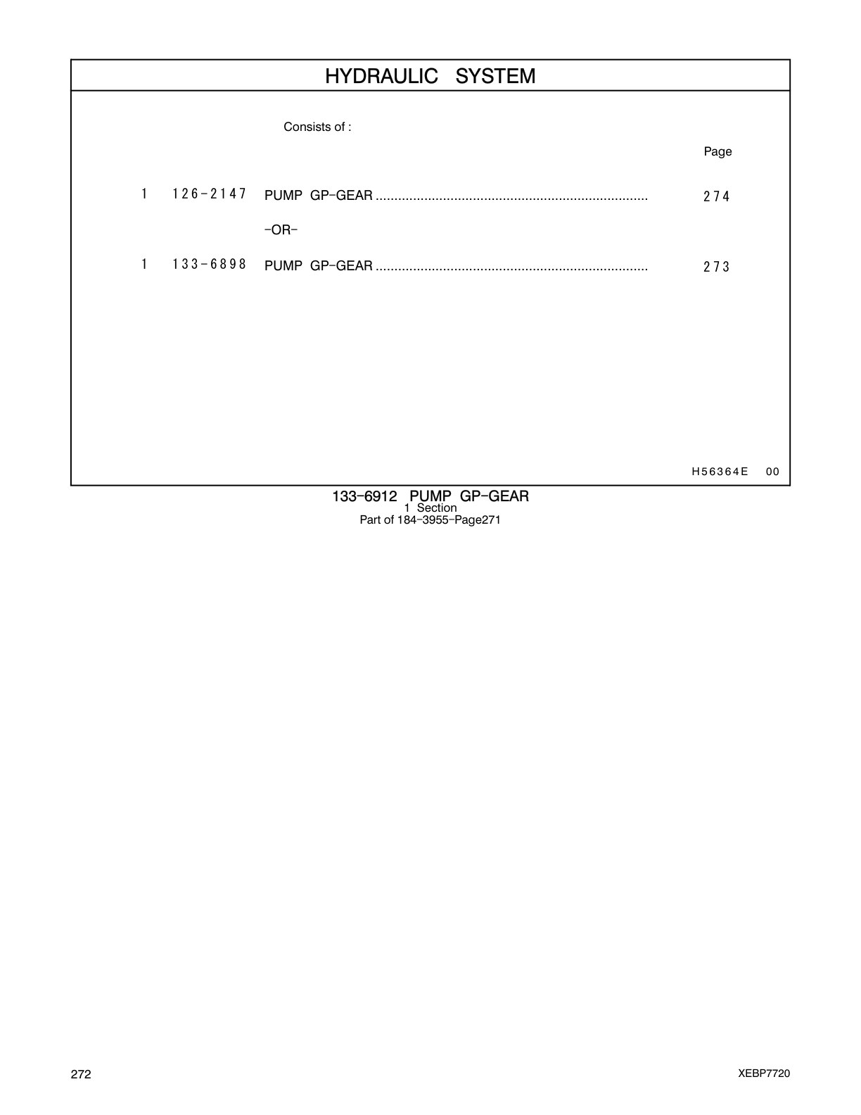 126-2147 PUMP GP-GEAR CAT parts manual diagram