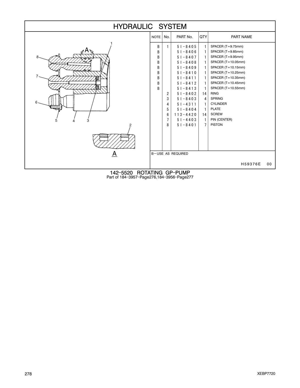 5I-4311 CYLINDER CAT parts manual diagram