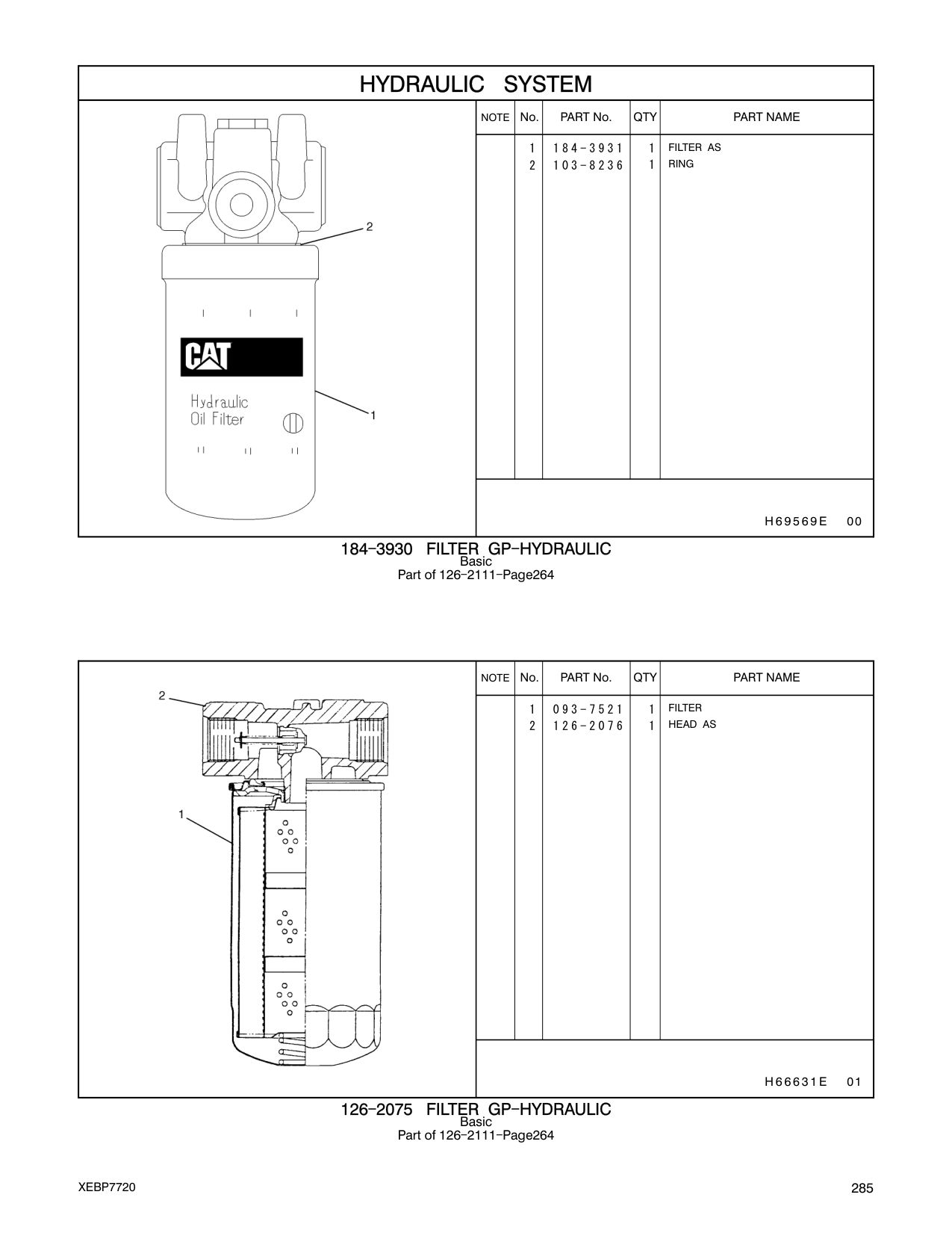 184-3931 FILTER AS CAT parts manual diagram