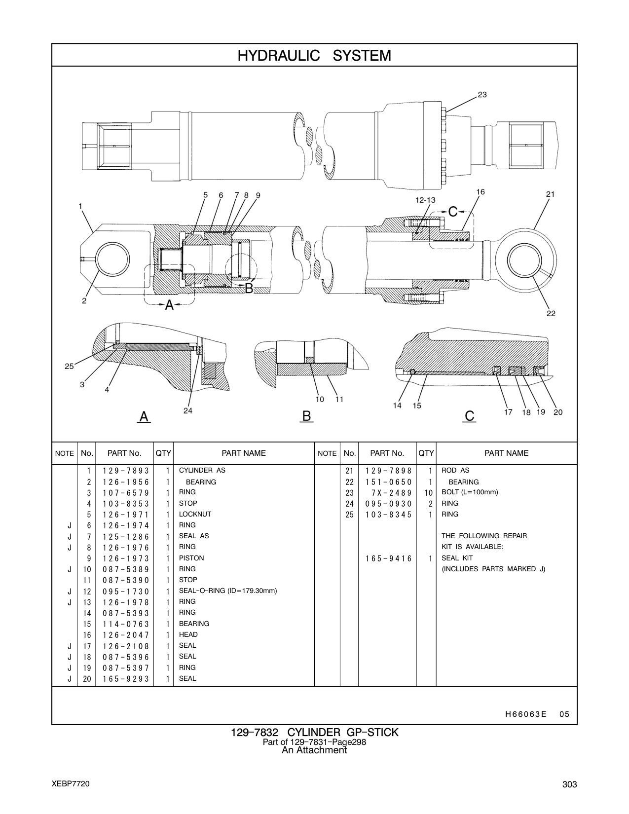 126-1973 PISTON 165-9416 1 SEAL KIT CAT parts manual diagram