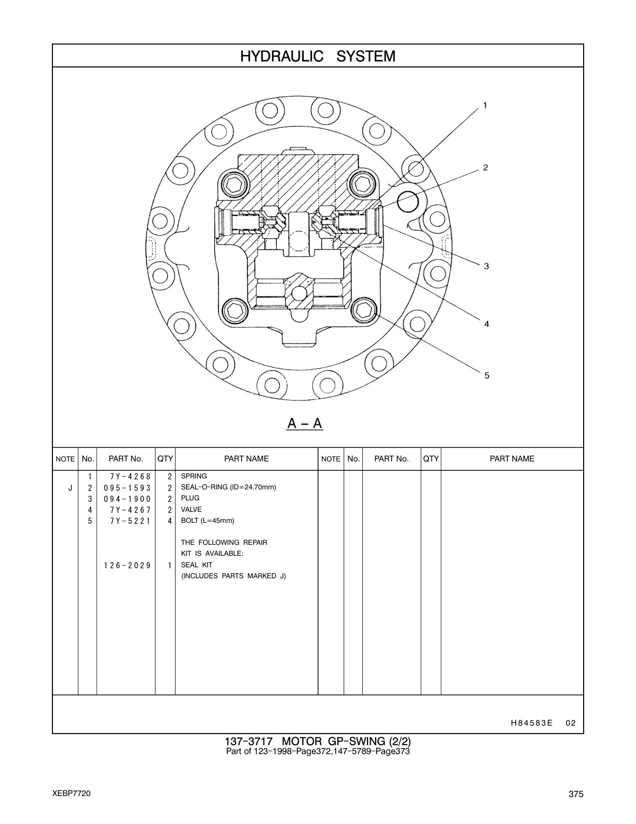 7Y-4268 SPRING CAT parts manual diagram