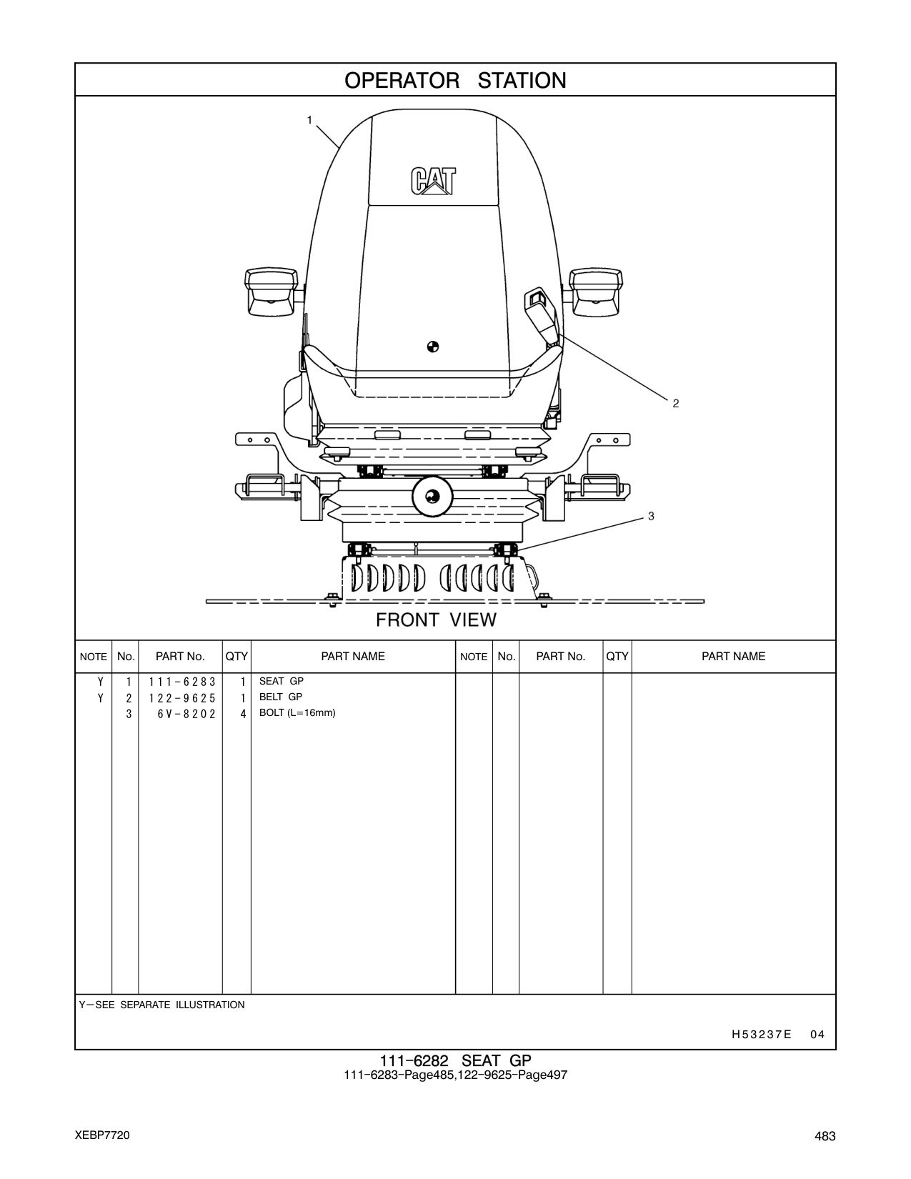 122-9625 BELT GP CAT parts manual diagram