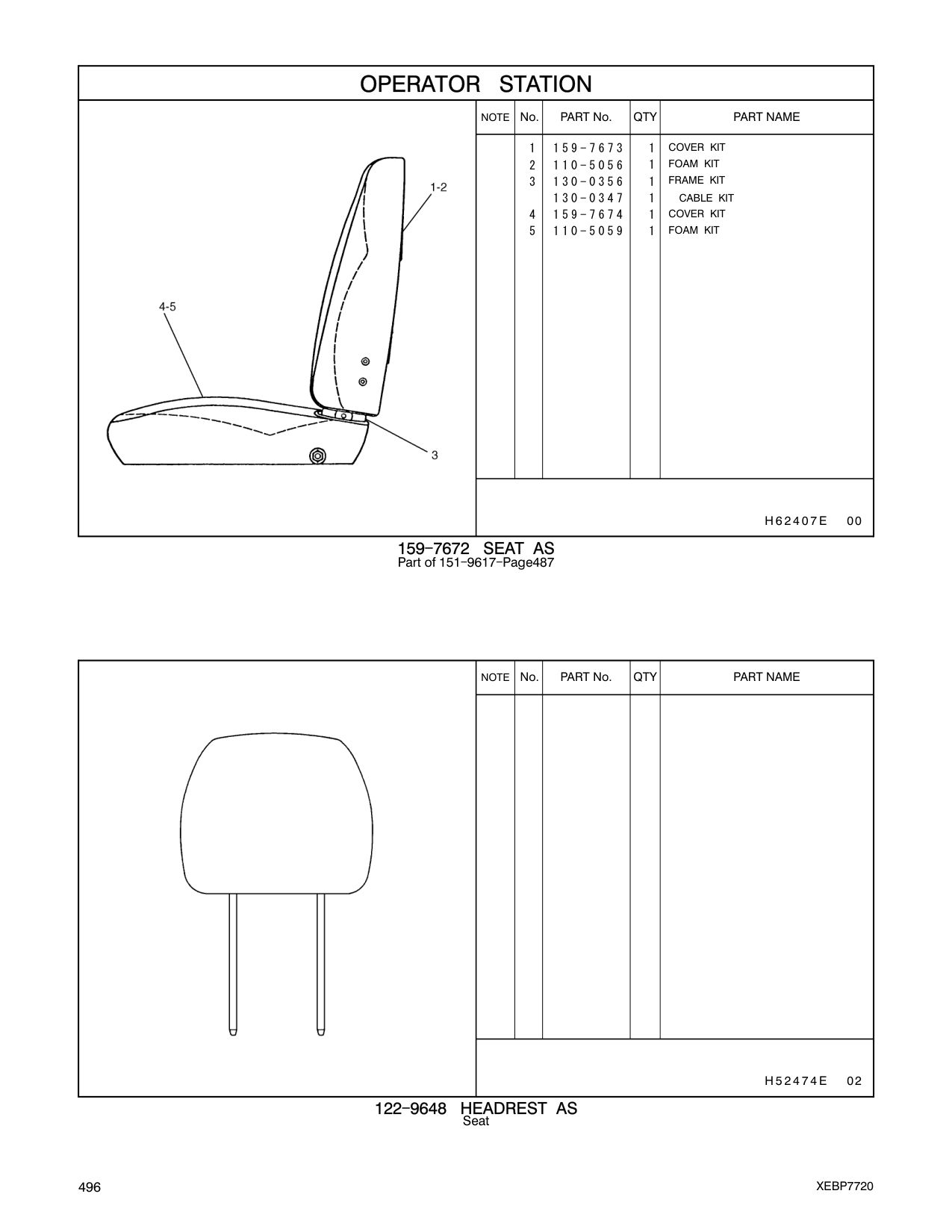 130-0356 FRAME KIT CAT parts manual diagram