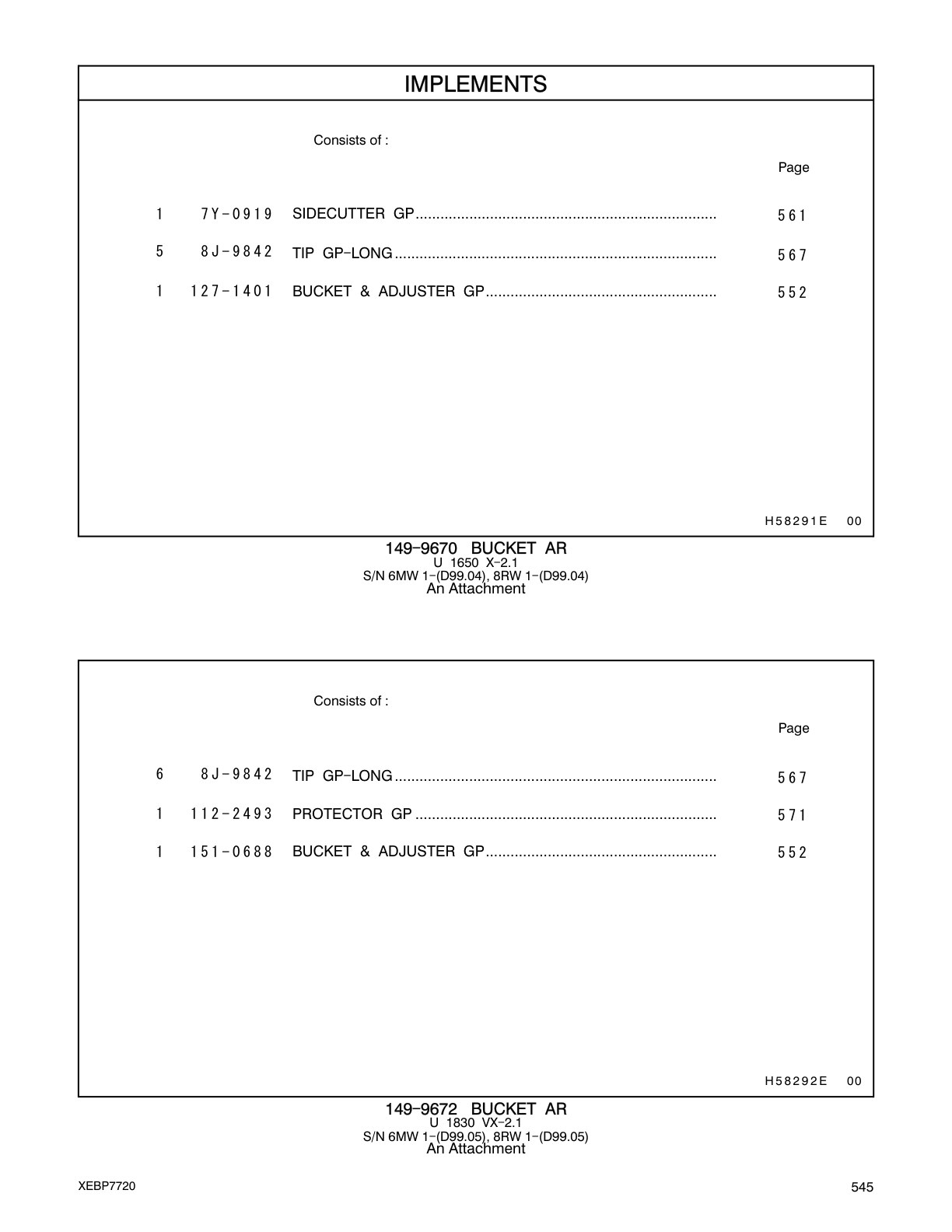 151-0688 BUCKET & ADJUSTER GP CAT parts manual diagram