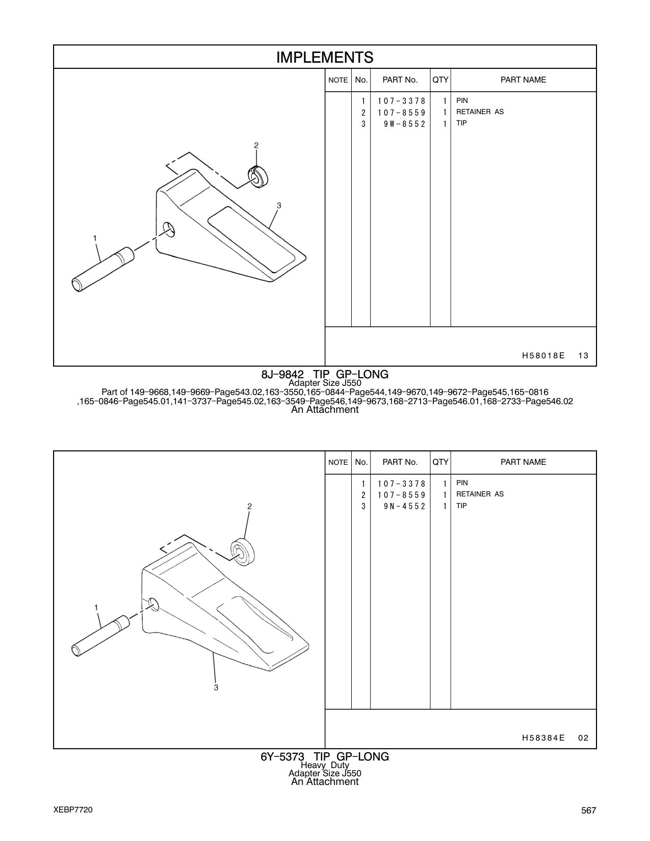9N-4552 TIP CAT parts manual diagram