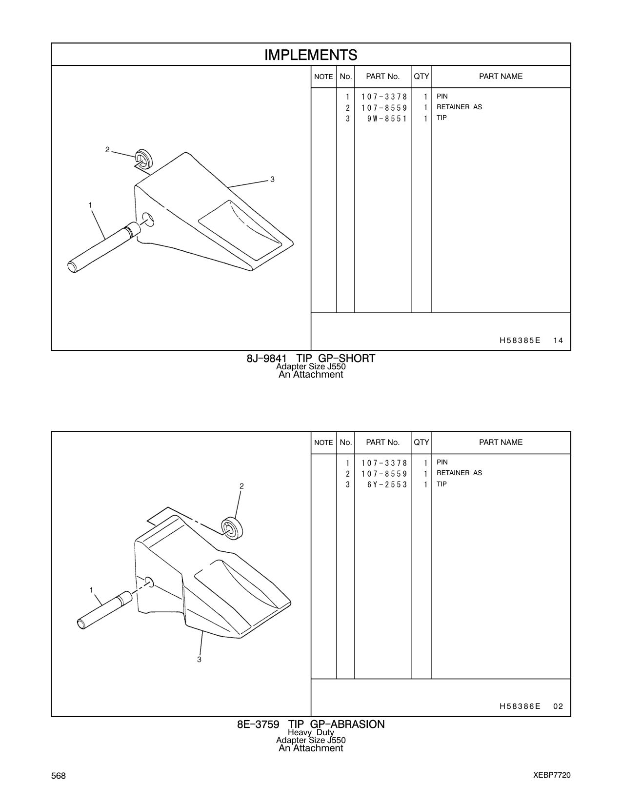 9W-8551 TIP CAT parts manual diagram