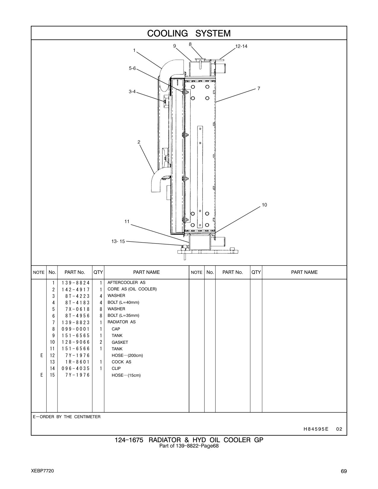 139-8823 RADIATOR AS CAT parts manual diagram