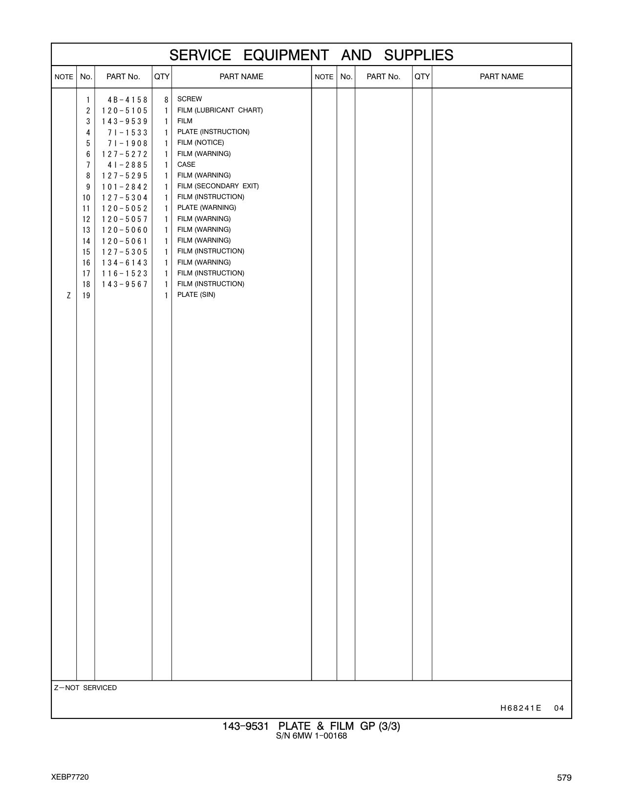 127-5305 FILM (INSTRUCTION) CAT parts manual diagram