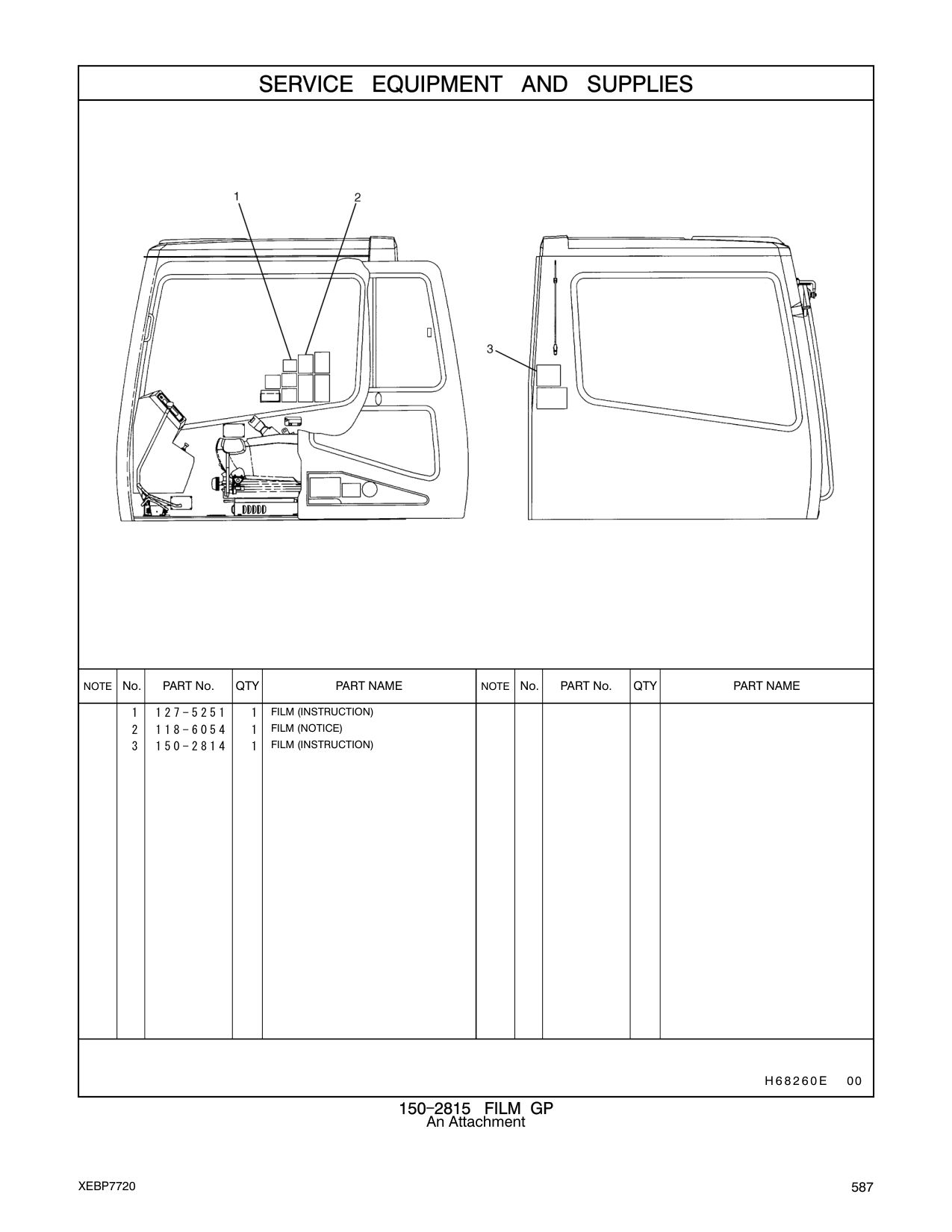 150-2814 FILM (INSTRUCTION) CAT parts manual diagram