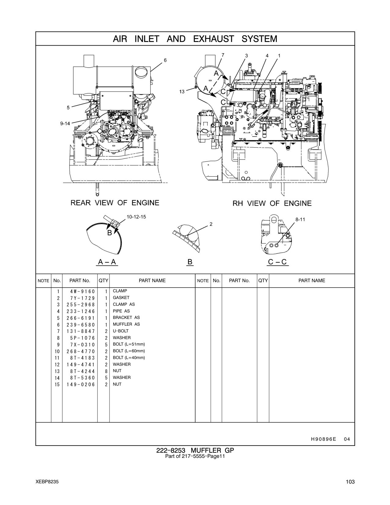 4W-9160 CLAMP-V BAND CAT parts manual diagram