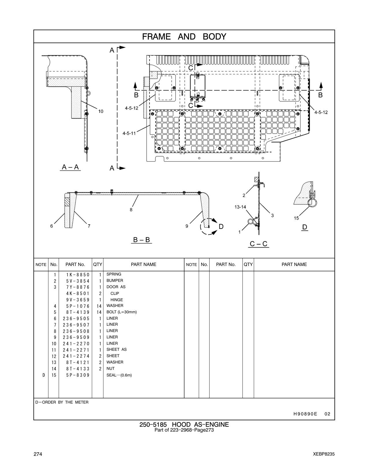 236-9508 LINER CAT parts manual diagram