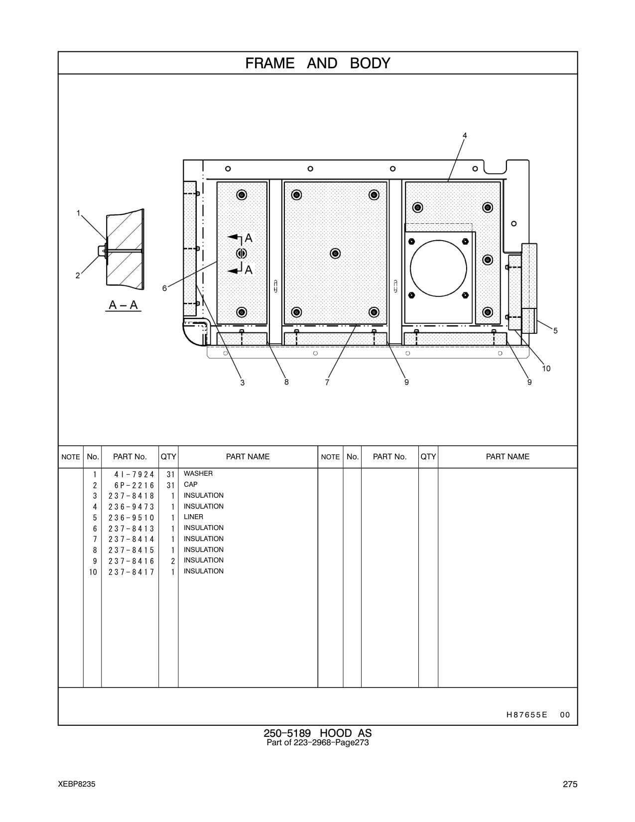 236-9510 LINER CAT parts manual diagram