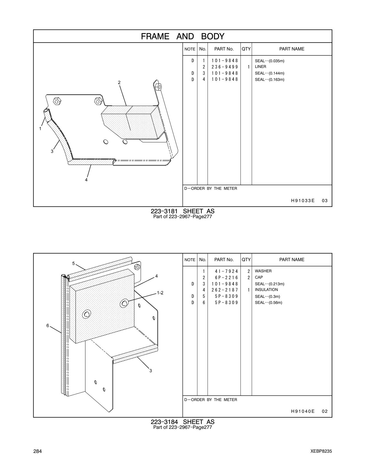 236-9499 LINER CAT parts manual diagram