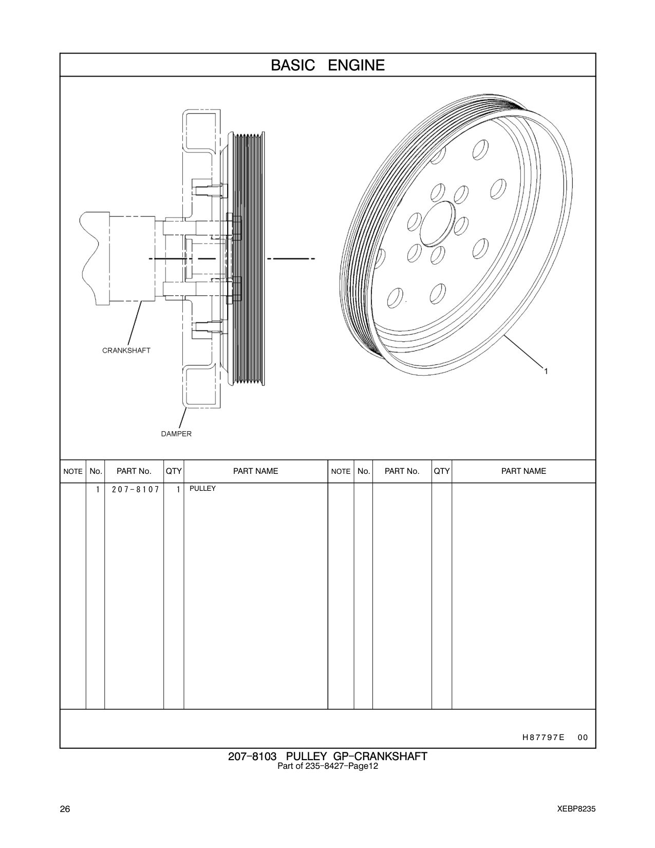 207-8107 PULLEY CAT parts manual diagram