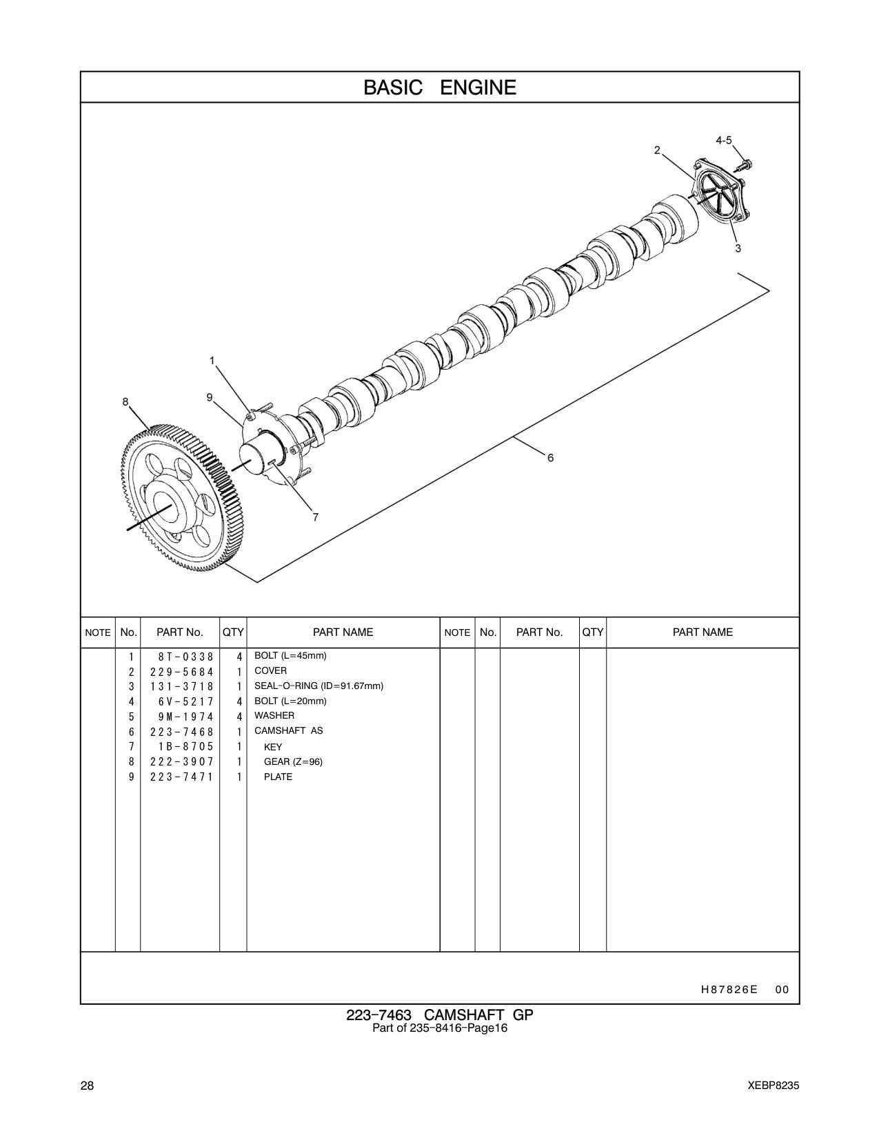 223-7468 CAMSHAFT AS CAT parts manual diagram