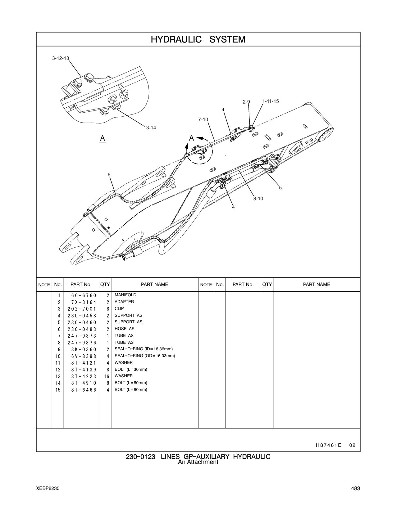 230-0483 HOSE AS CAT parts manual diagram