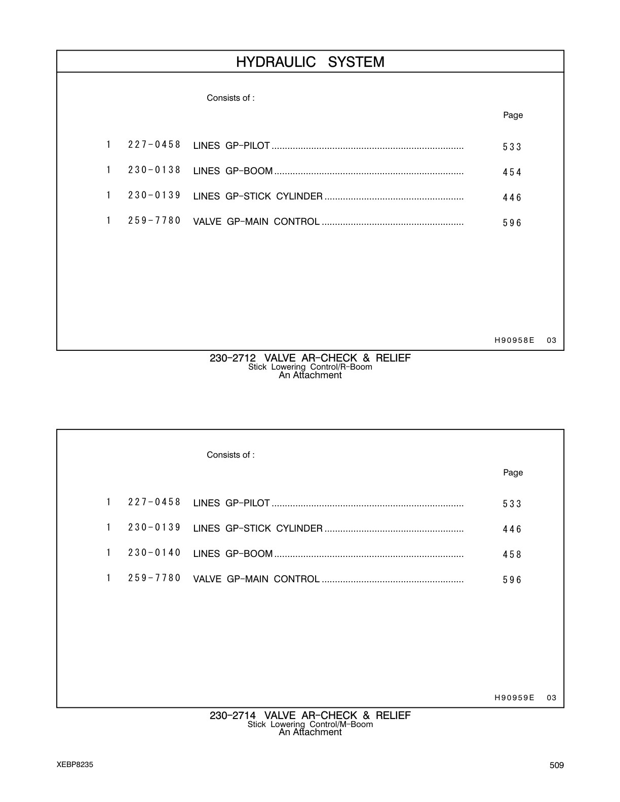 259-7780 VALVE GP-MAIN CONTROL CAT parts manual diagram