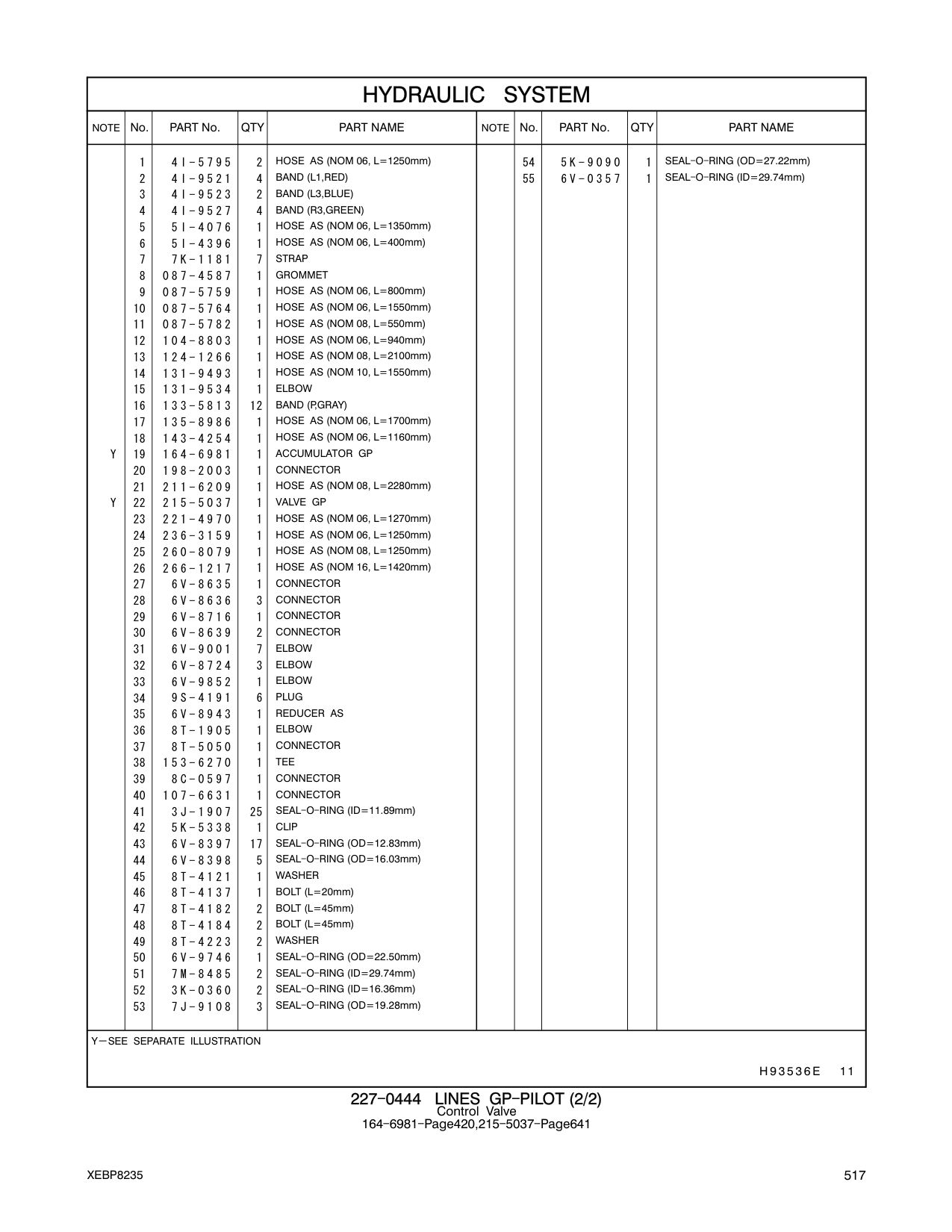 236-3159 HOSE AS (NOM 06, L=1250mm) CAT parts manual diagram