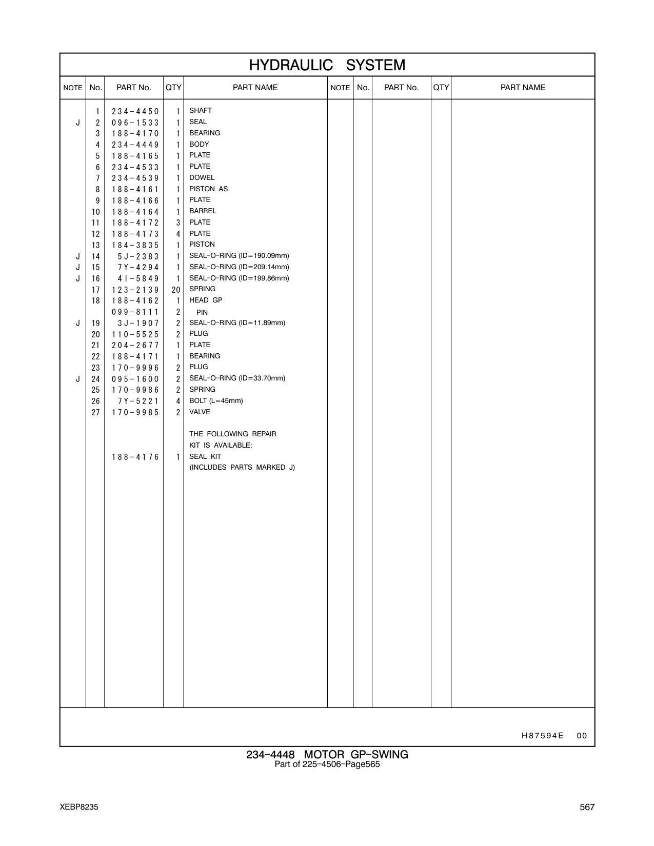234-4449 BODY CAT parts manual diagram