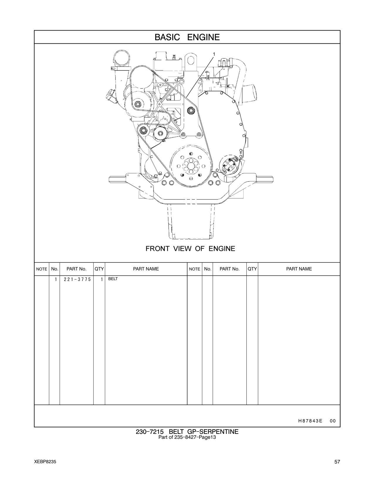 221-3775 BELT CAT parts manual diagram