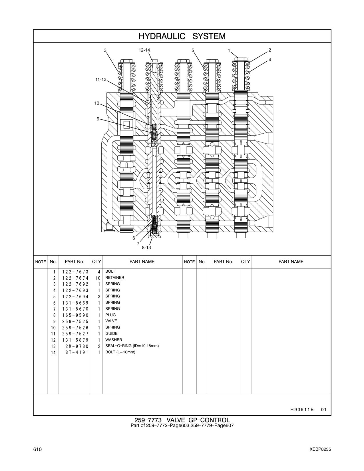 259-7525 VALVE CAT parts manual diagram